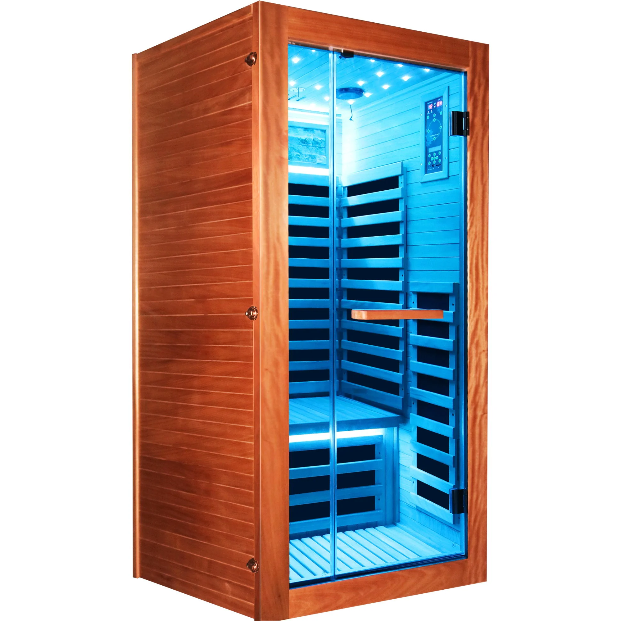 Single Person Sauna Room With LED Lighting, Epoxy Heating Plates, And Compact Design - American White Oak - Image 6