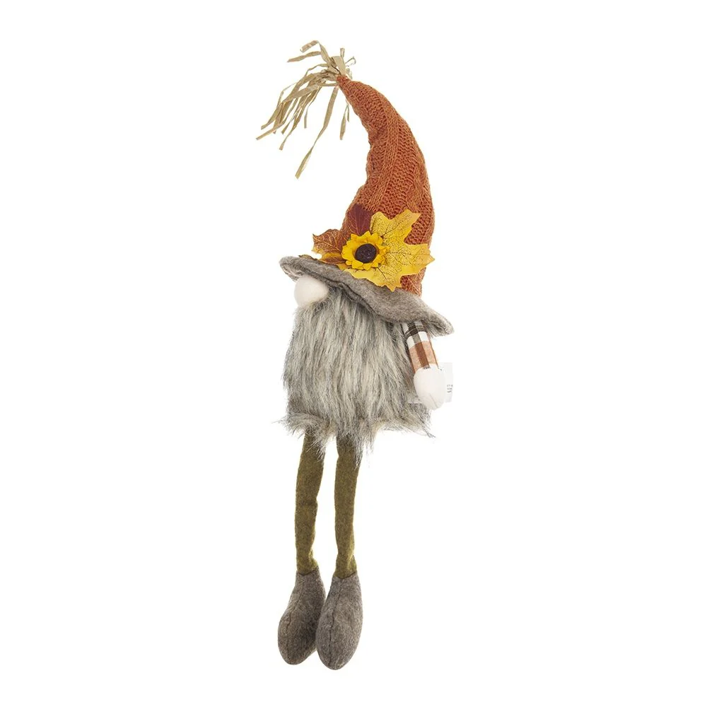 Sitting Gnome With Maple Leaf On Hat, For Holiday Harvest Festival Fall Festival & Thanksgiving Table Decorations (Set of 2) - Orange Multi - Image 6