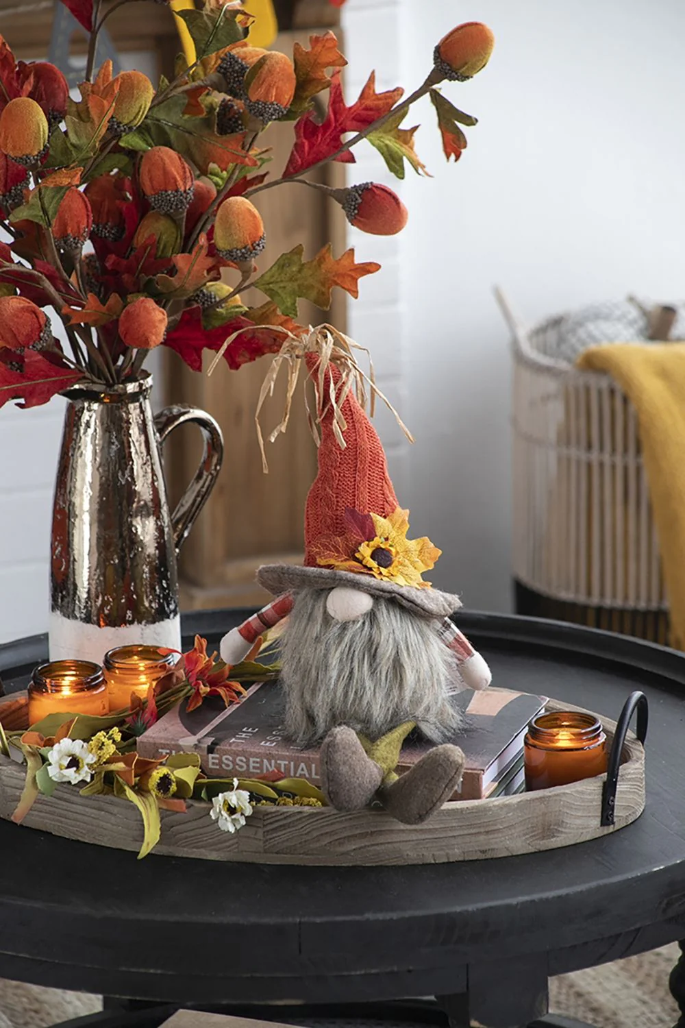 Sitting Gnome With Maple Leaf On Hat, For Holiday Harvest Festival Fall Festival & Thanksgiving Table Decorations (Set of 2) - Orange Multi - Image 8