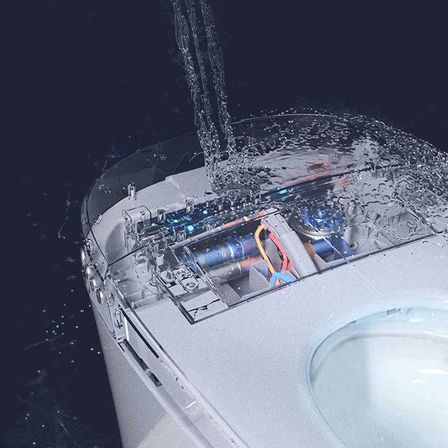 Smart Toilet Bidet Combo With Self-Cleaning Nozzle, Upmarket Compact Dual Flush Toilet 1 / 1.28 Gpf, Tank Less Toilet With Foot Sensor Flush - White Night Light - Image 6