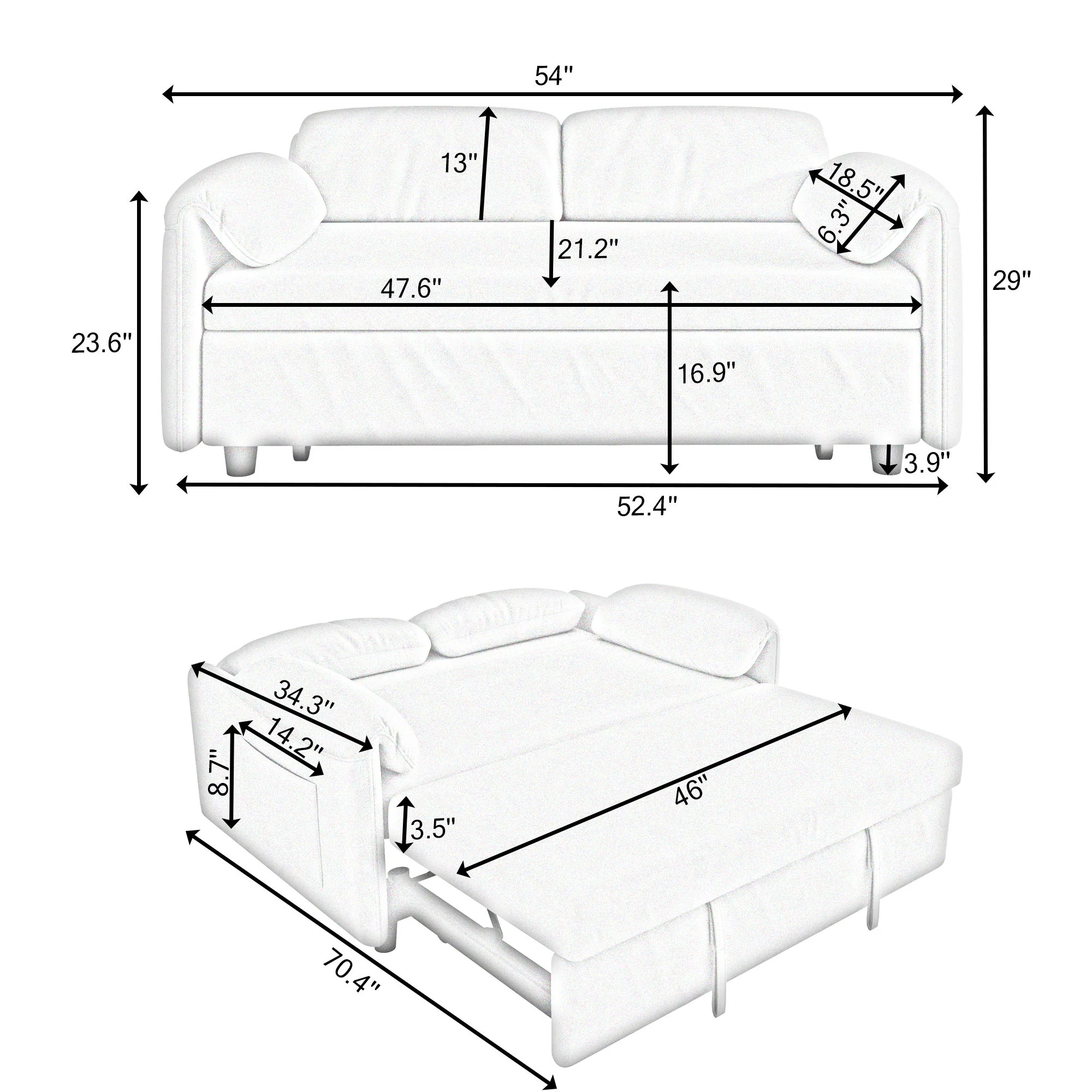 Sofa, Dual Purpose Lounge With Retractable Queen Size Bed - Image 8