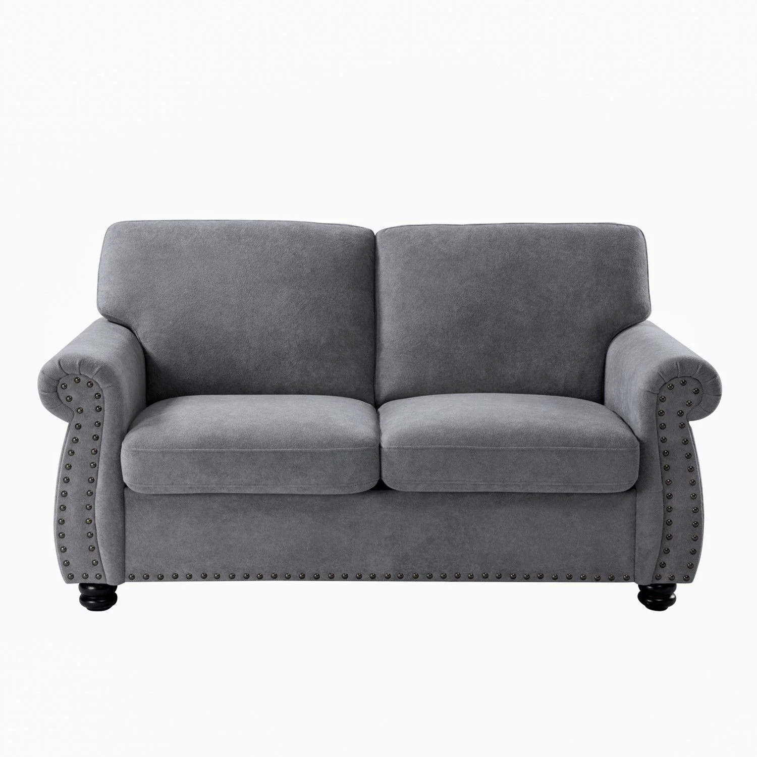 Soft Loveseat, Upholstered 2 Seater Couch, Loose Back Cushions And Turned Legs - Image 11