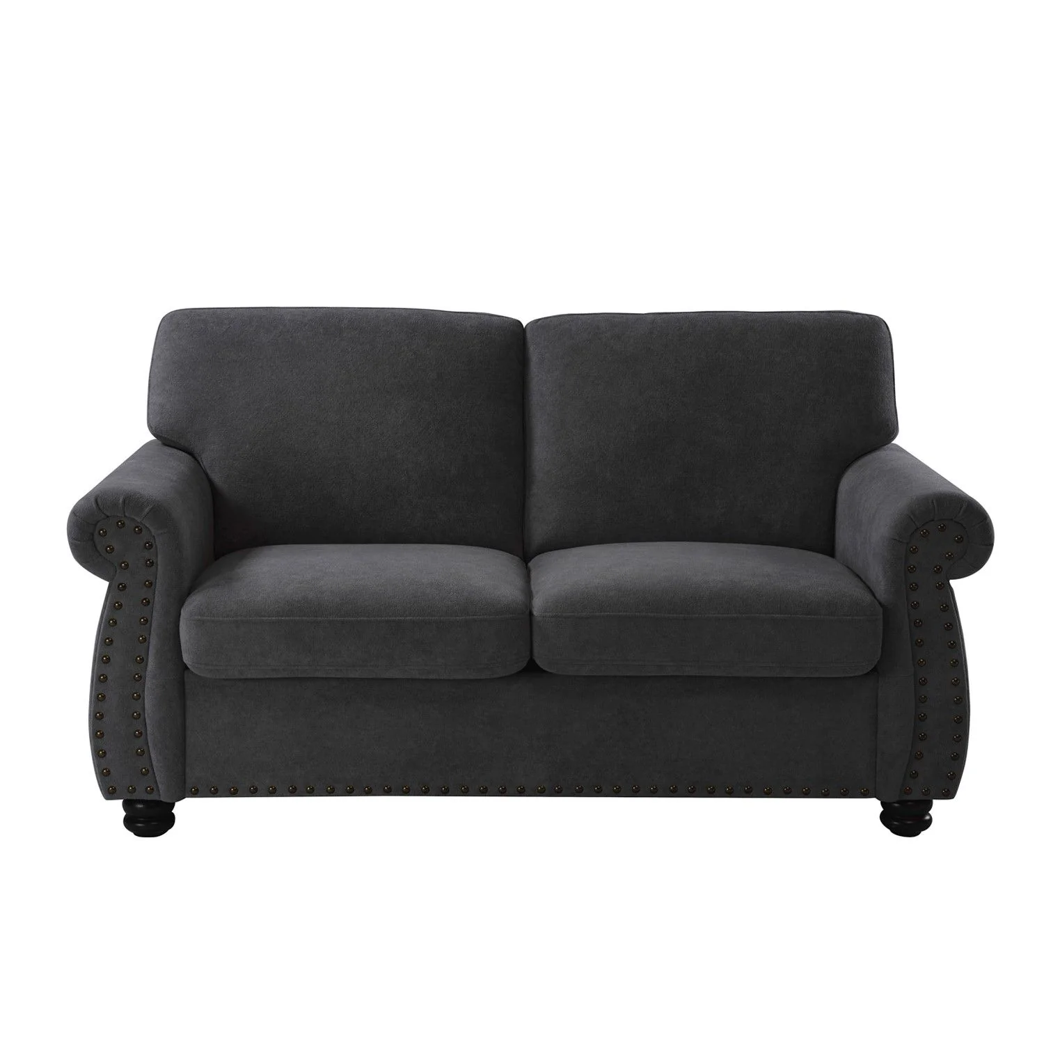 Soft Loveseat, Upholstered 2 Seater Couch, Loose Back Cushions And Turned Legs - Image 7