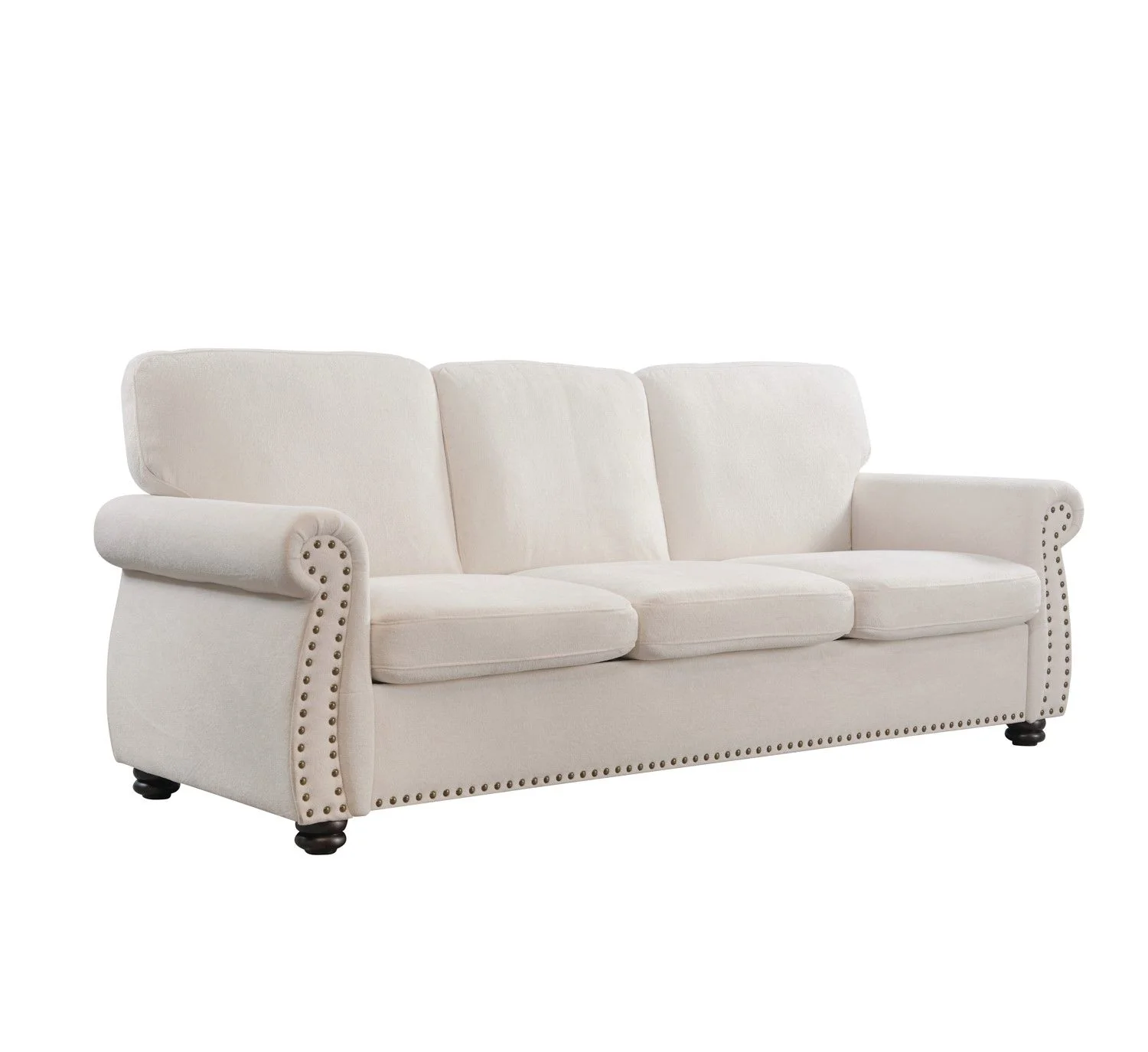 Soft Sofa, Upholstered 3 Seater Couch With High Density Foam, Loose Back Cushions And Turned Legs - Image 23