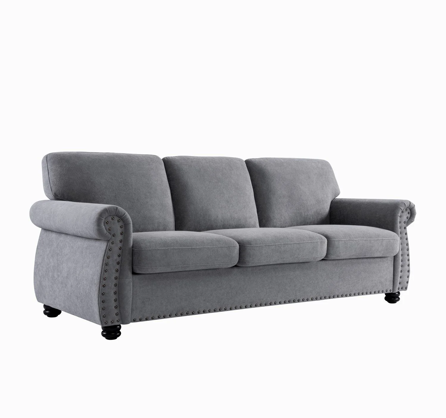 Soft Sofa, Upholstered 3 Seater Couch With High Density Foam, Loose Back Cushions And Turned Legs - Image 5