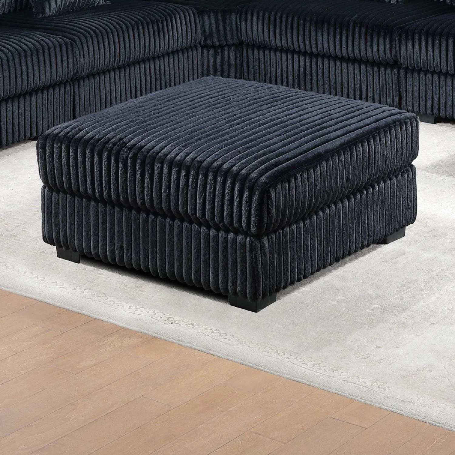 Soft Upholstered Ottoman - Black - Image 3