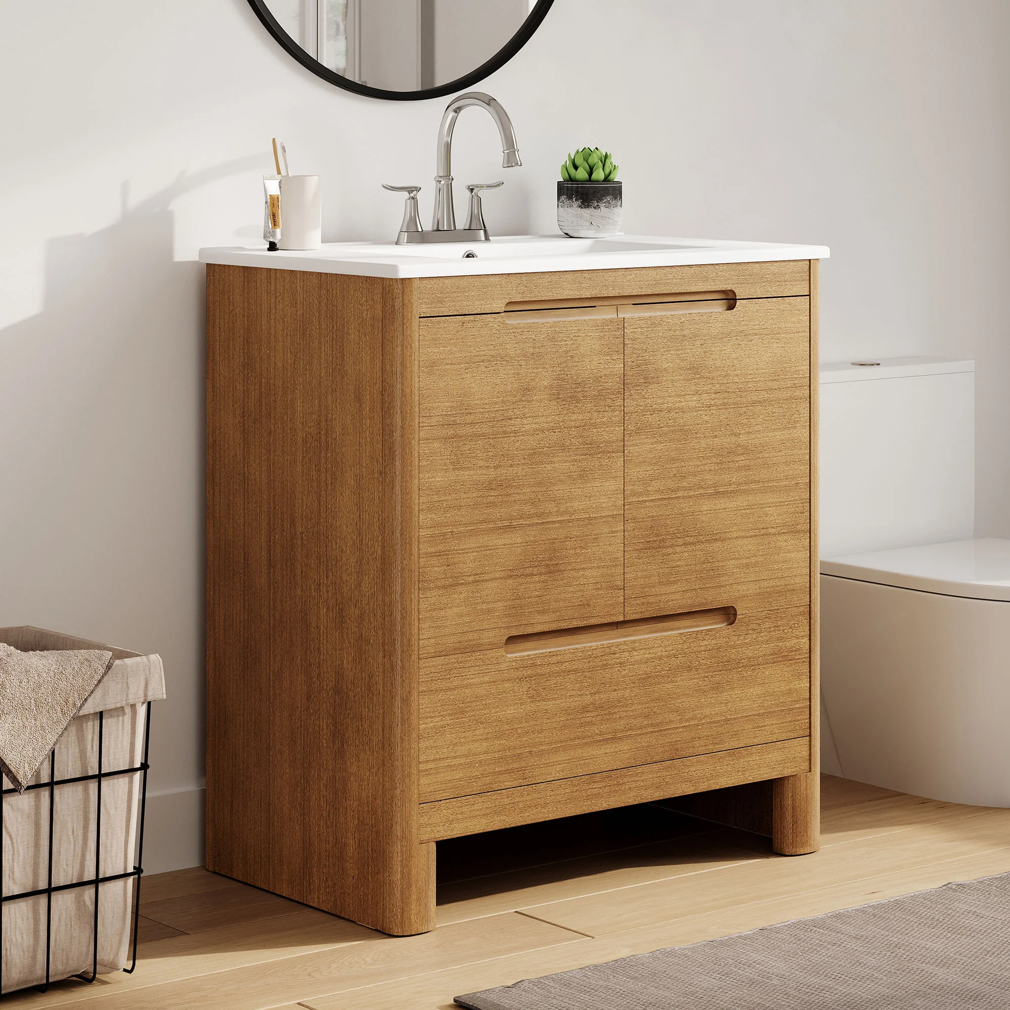 Softened Modern Bathroom Vanity With Sink - Image 10