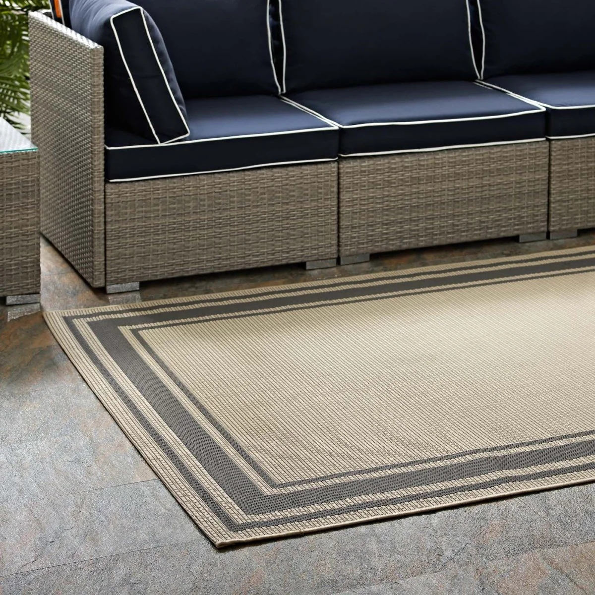 Solid Border Indoor and Outdoor Area Rug for Home, Patio and High-Traffic Spaces - Image 19