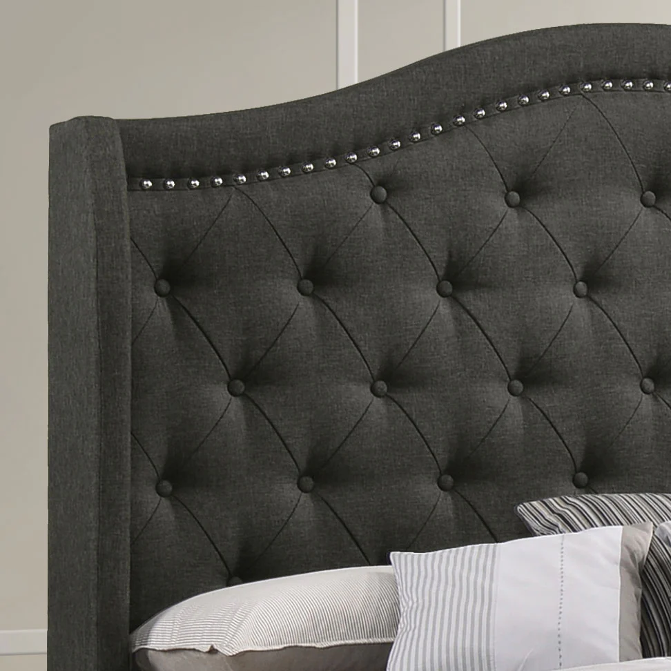 Sonoma Upholstered Eastern King Wingback Bed in Grey - Image 2