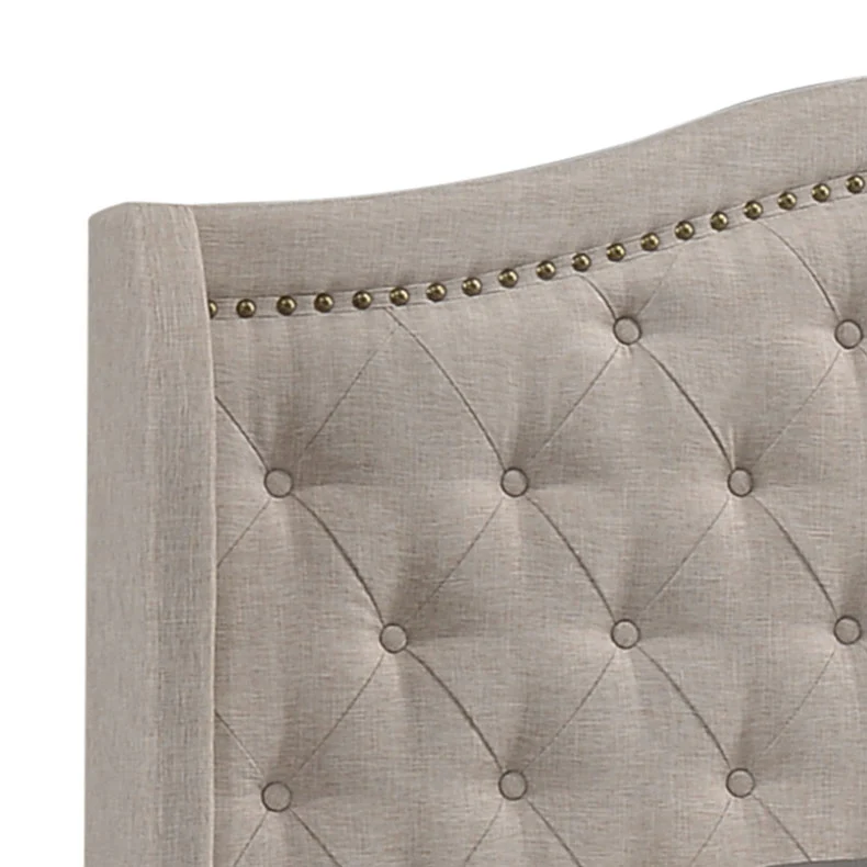 Sonoma Upholstered Full Wingback Bed in Beige - Image 2