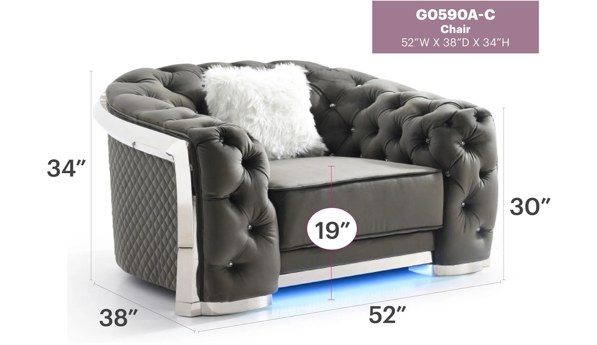 Sophisticated Accent Chair - Gray - Image 2