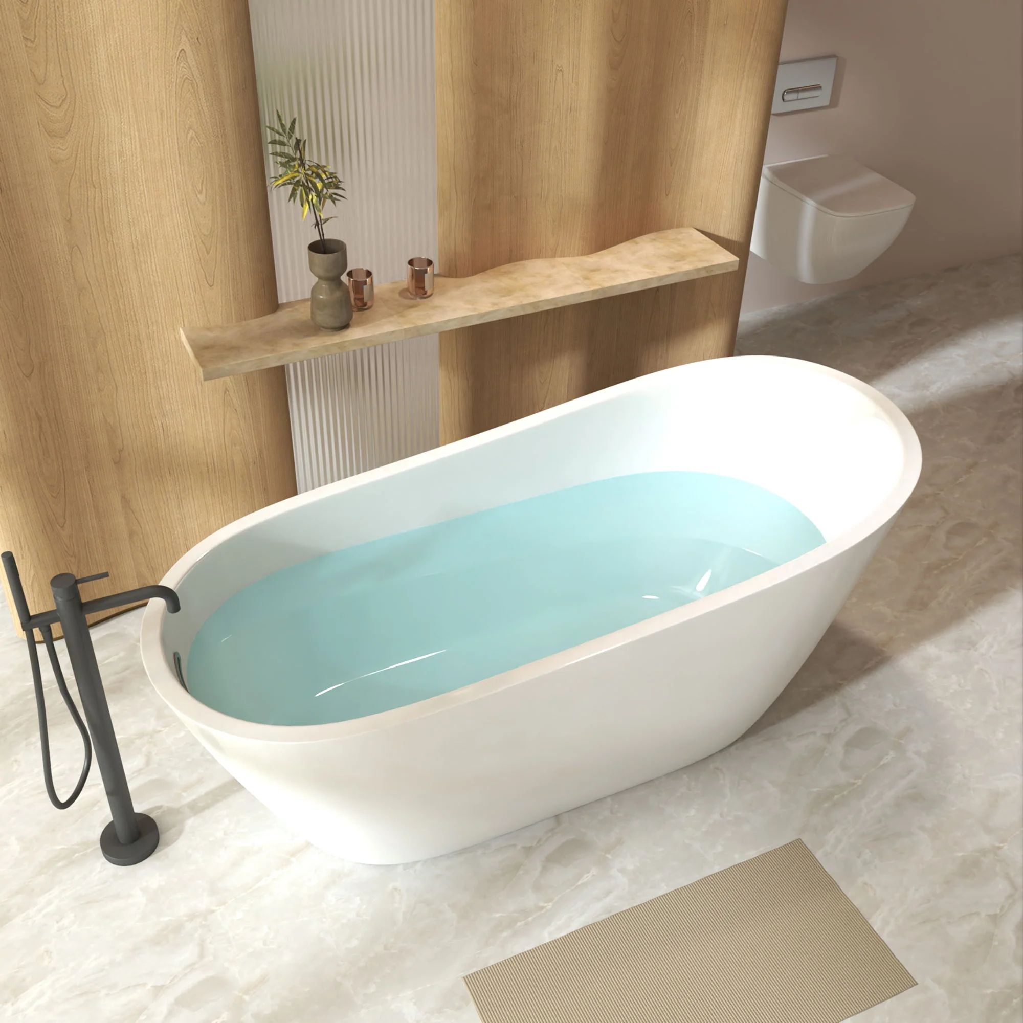 Special-Shaped Freestanding Slipper Bathtub, Overflow & Pop Up Drain - Image 6