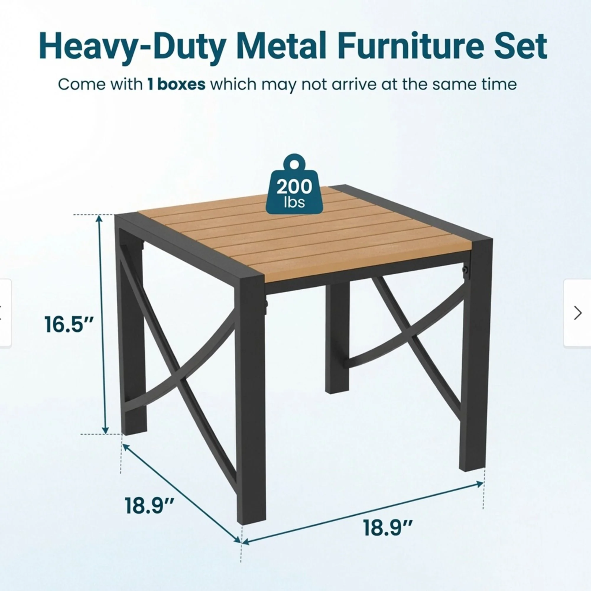 Square Outdoor Patio End Table - Black - Image 2
