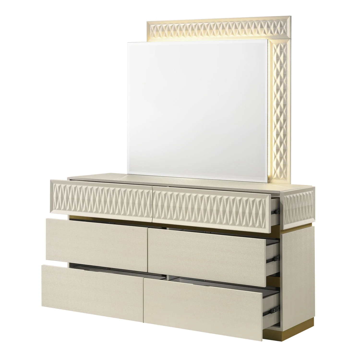 Stanley - 6 Drawer Dresser With Crocodile Texture (Mirror Not Included) - Gray - Image 2