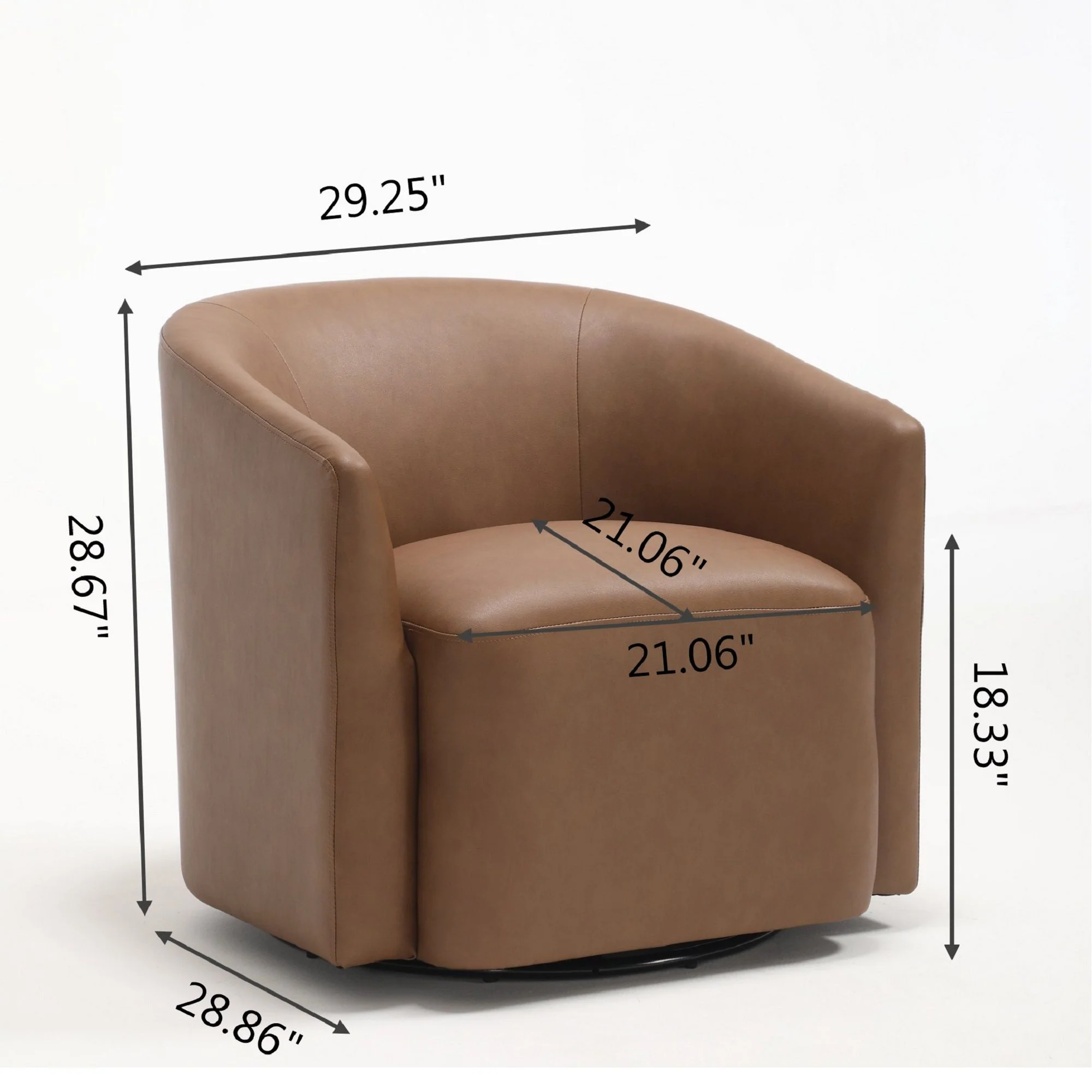 Swivel Barrel Accent Chair For Living Room - Antique Brown - Image 4