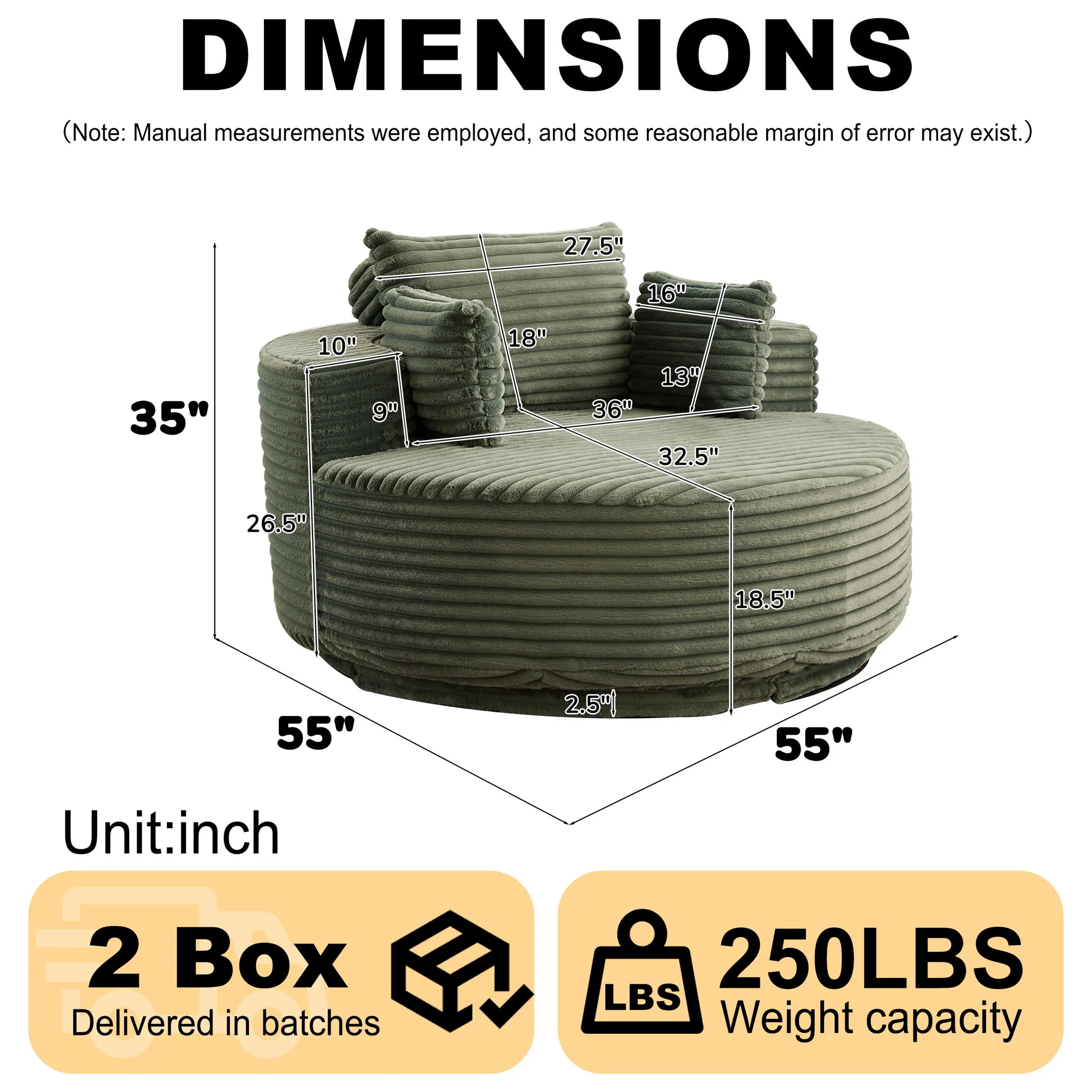 Swivel Chair With 360° Rotation For Living Room - Image 20