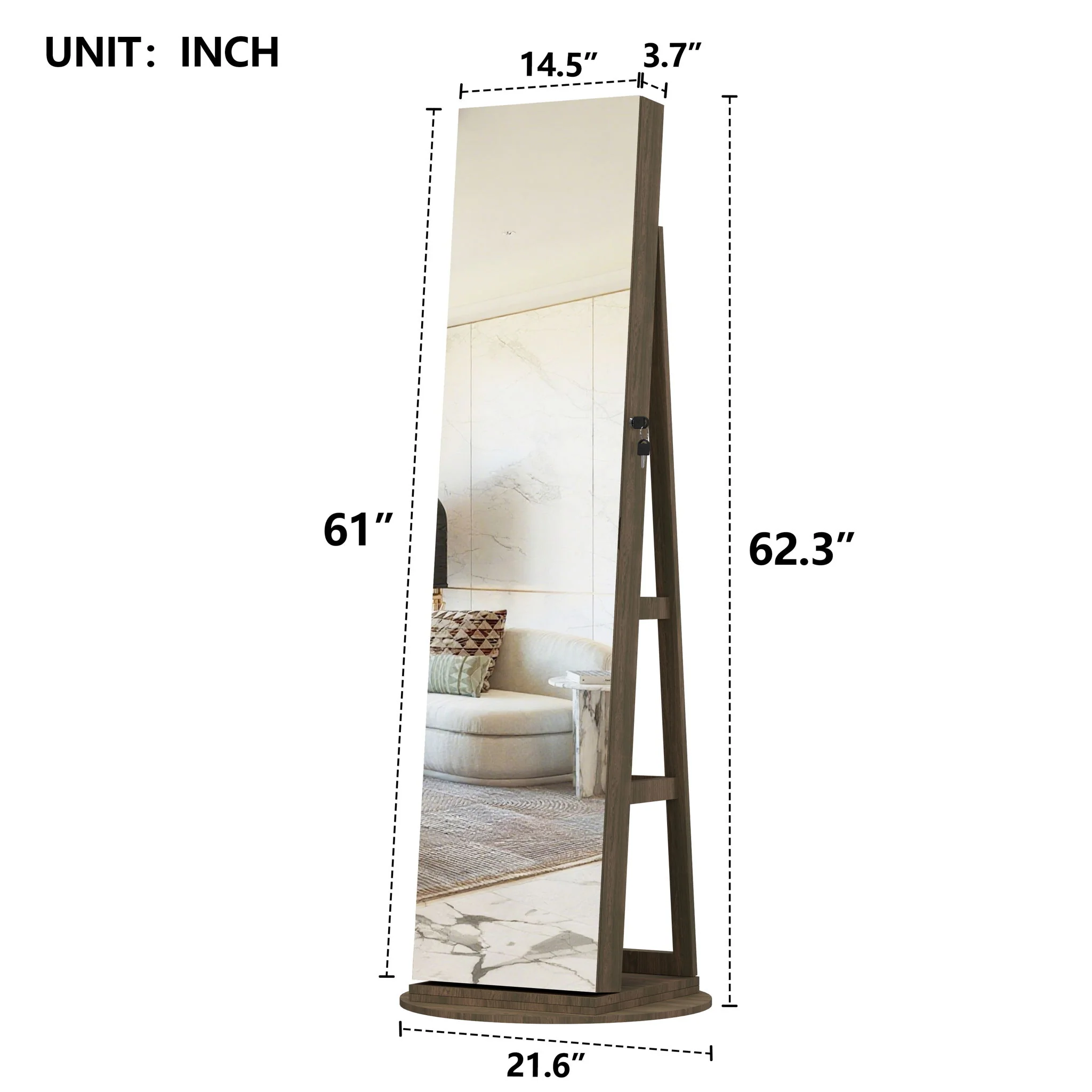 Swivel Jewelry Cabinet With Full Length Mirror - Image 33