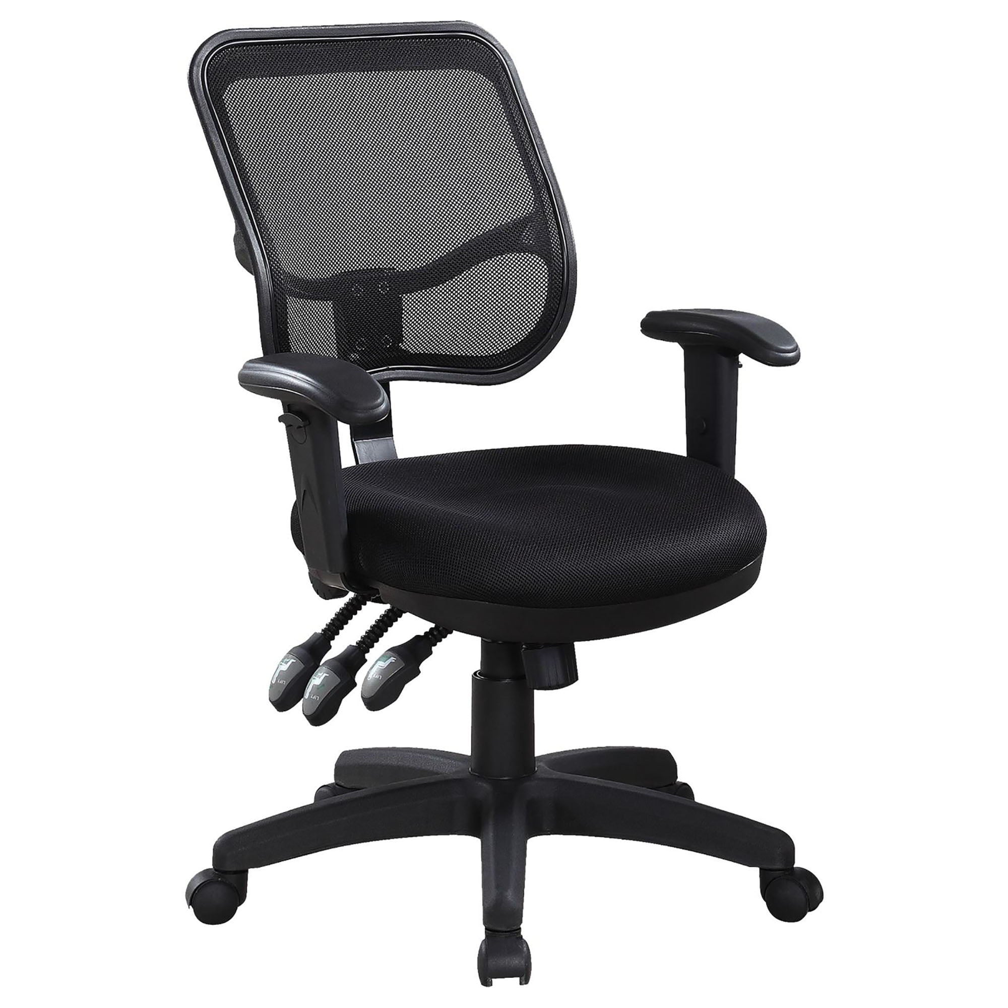 Swivel Office Chair Armrests Ergonomic Design, Adjustable Height And Tilt - Black - Image 8