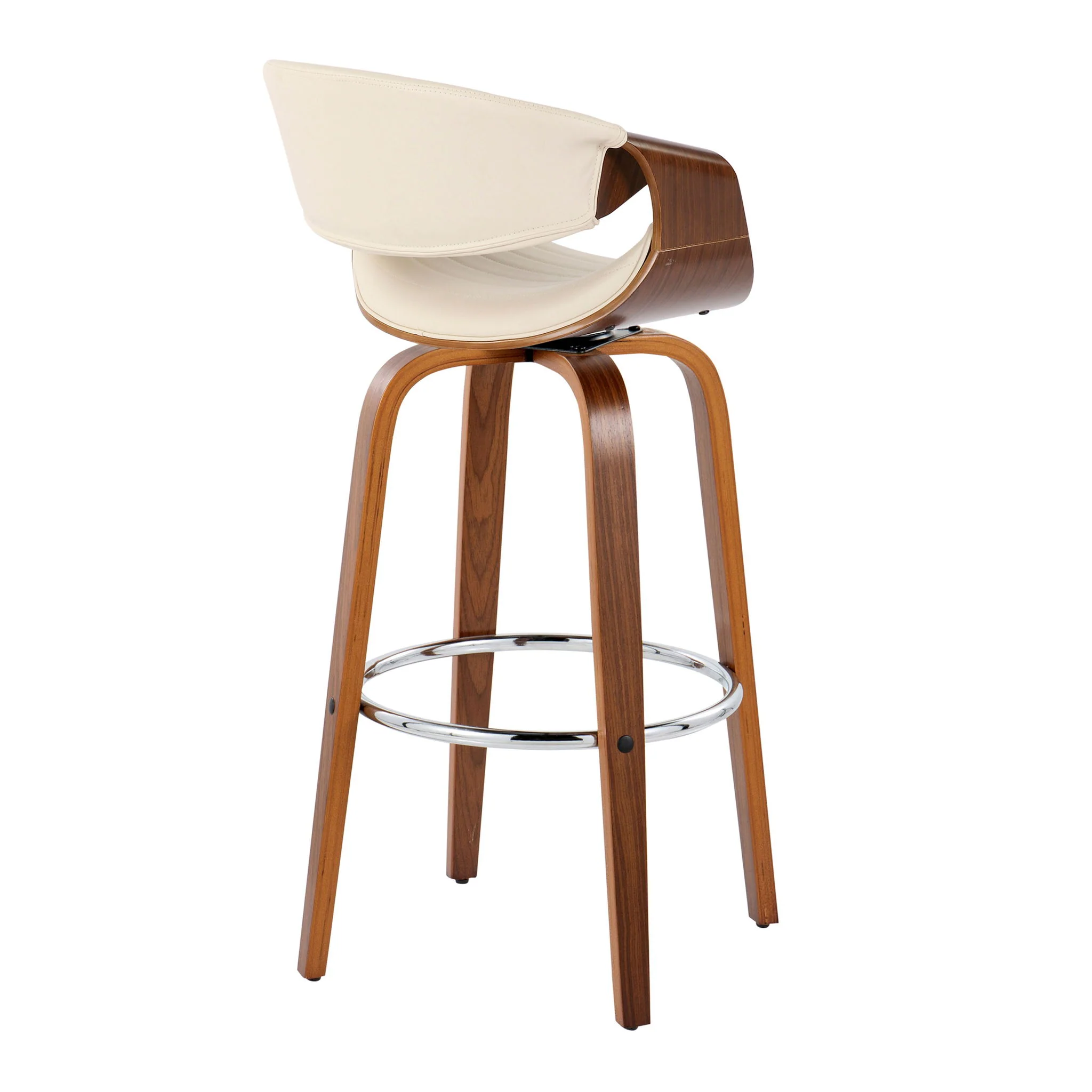 Symphony - Mid Century Modern Fixed Height Barstool With Swivel With Round Footrest (Set of 2) - Image 4