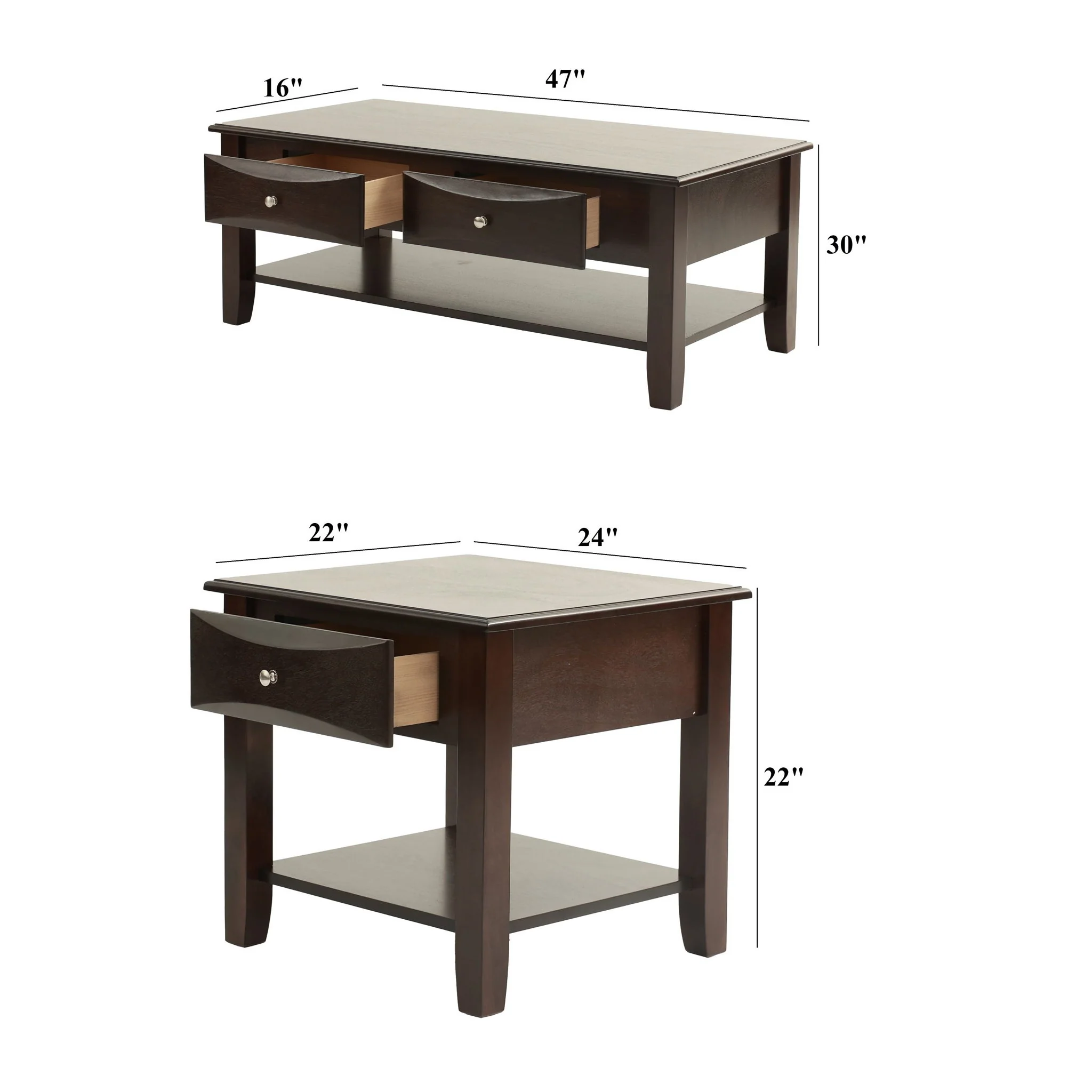 Table Set With Drawers And Open Shelf Storage - Image 8