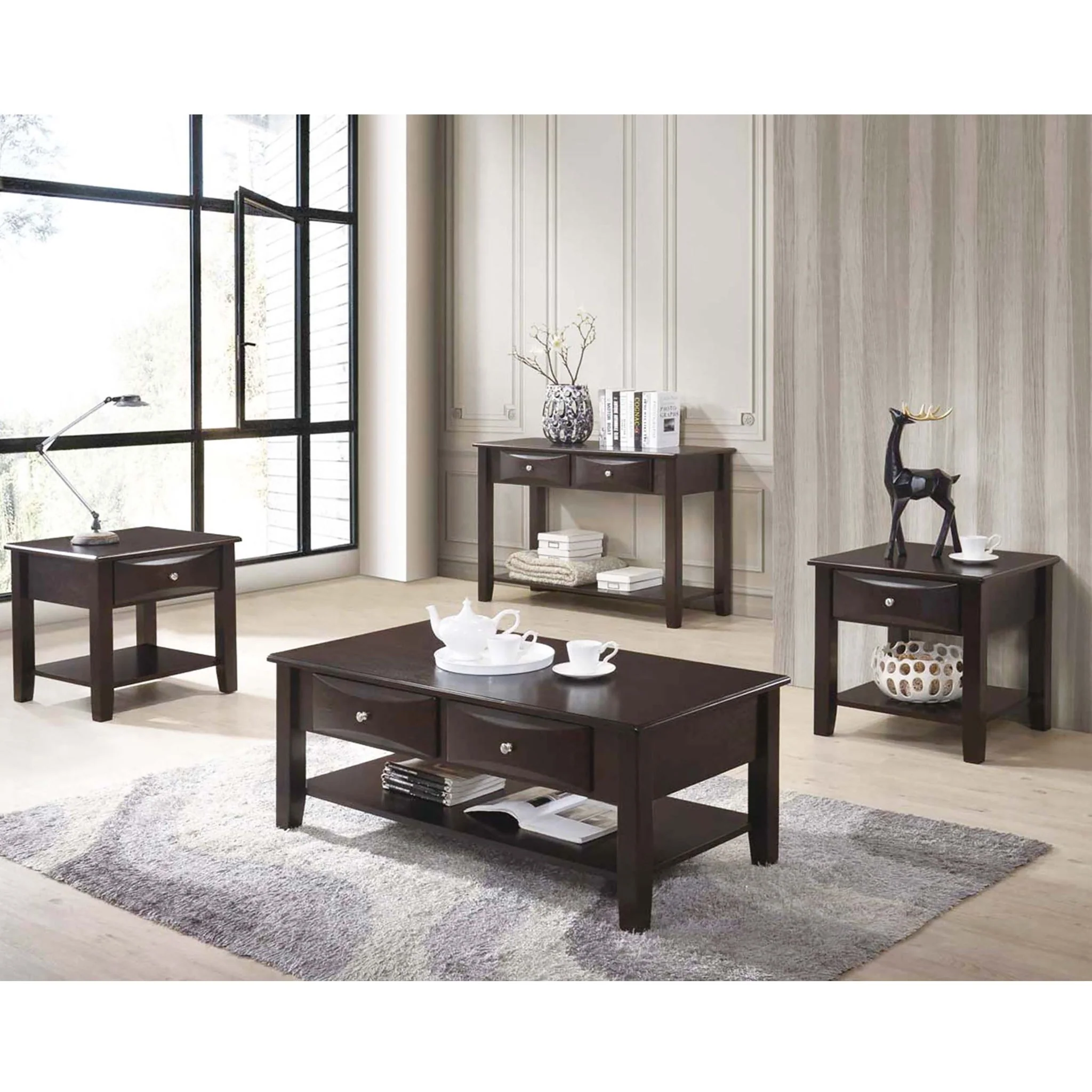 Table Set With Drawers And Open Shelf Storage - Image 9