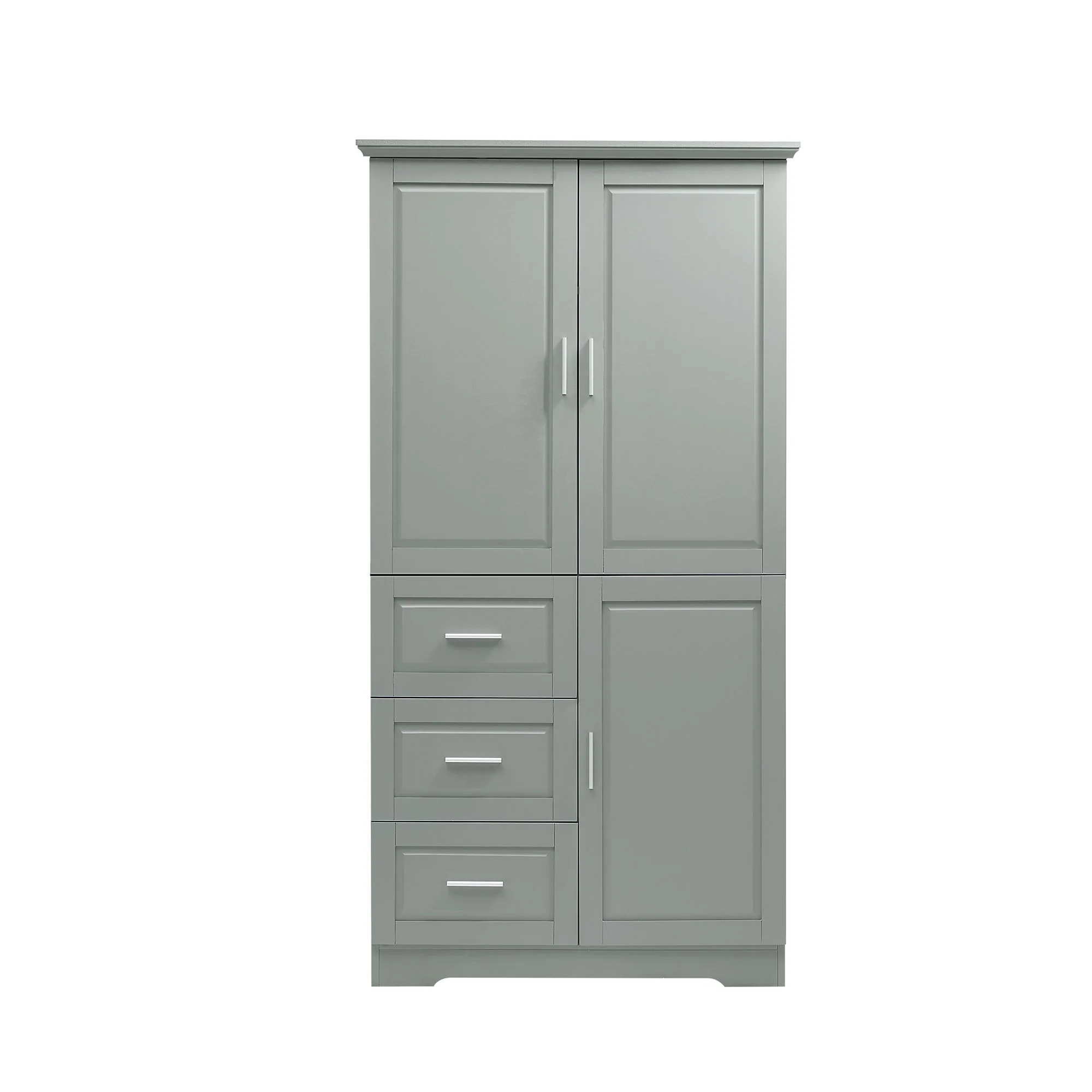 Tall And Wide Storage Cabinet With Doors, 3 Drawers - Image 2