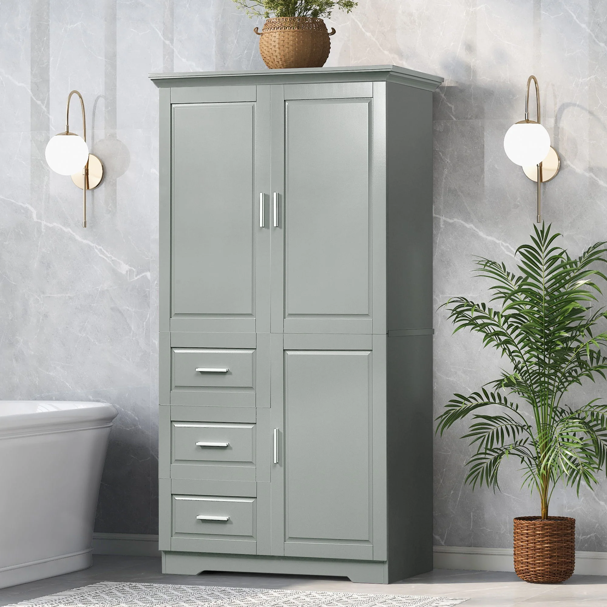 Tall And Wide Storage Cabinet With Doors, 3 Drawers - Image 21