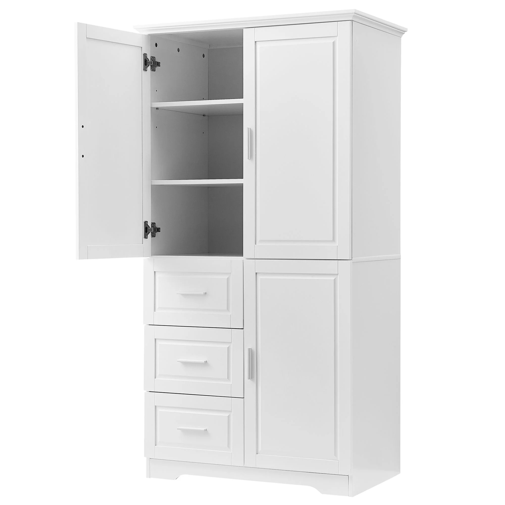 Tall And Wide Storage Cabinet With Doors, 3 Drawers - Image 3