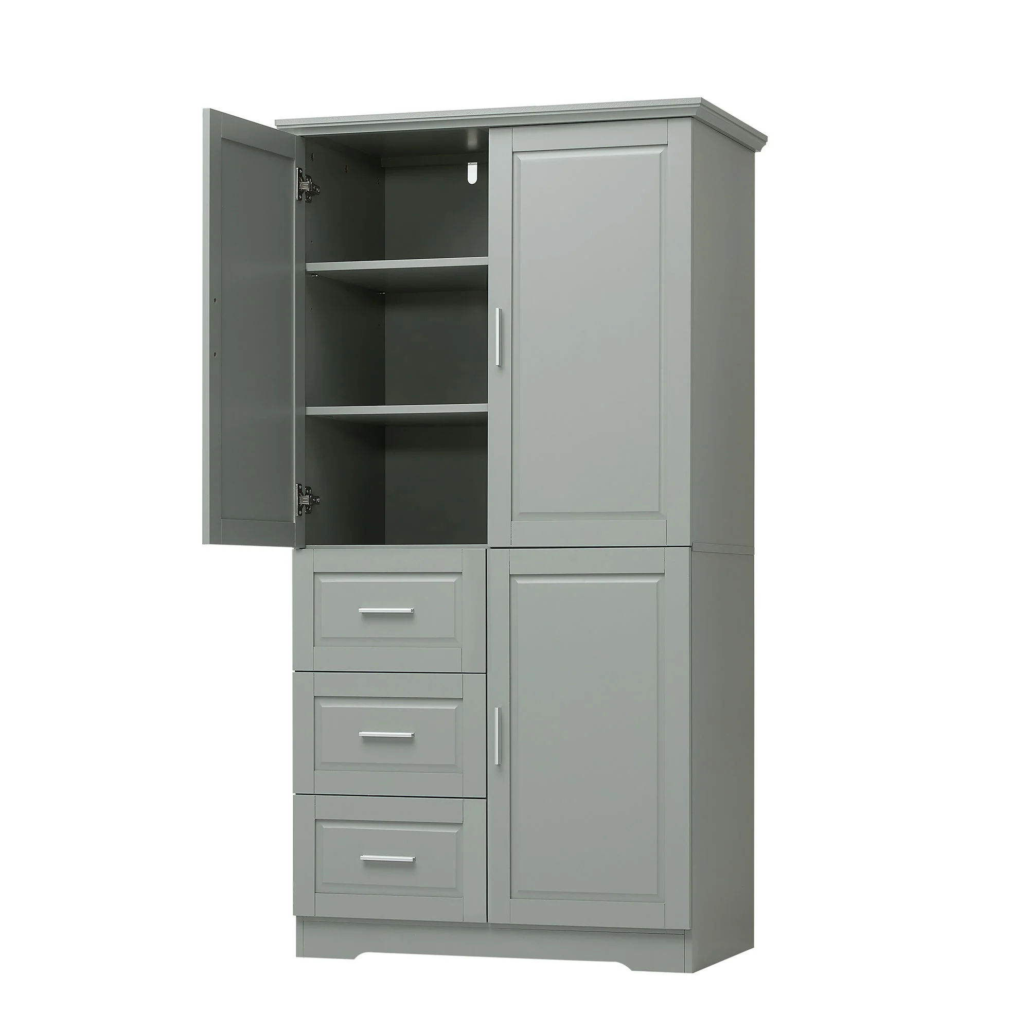 Tall And Wide Storage Cabinet With Doors, 3 Drawers - Image 5