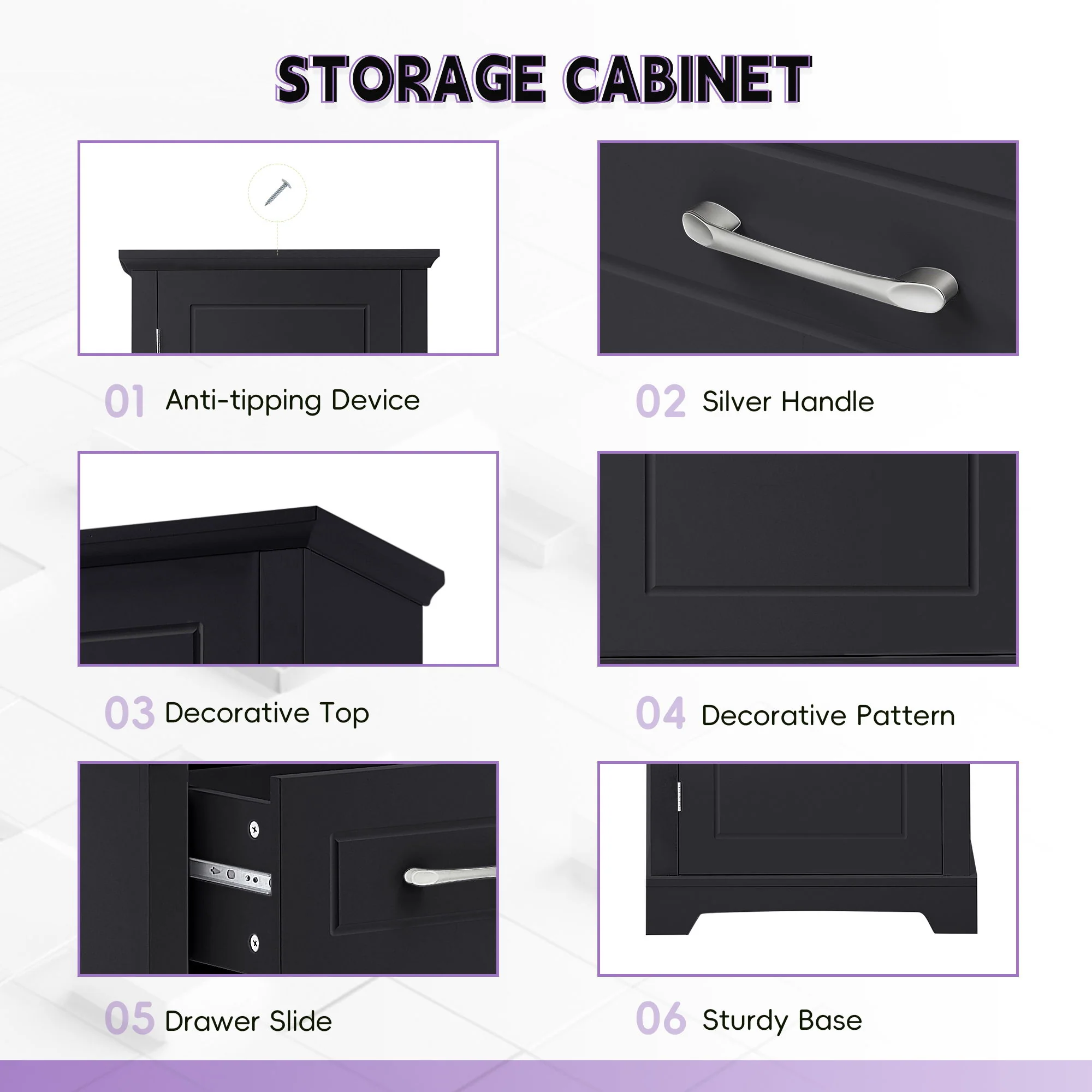 Tall Freestanding Bathroom Storage Cabinet With 2 Doors And Adjustable Shelves - Image 3