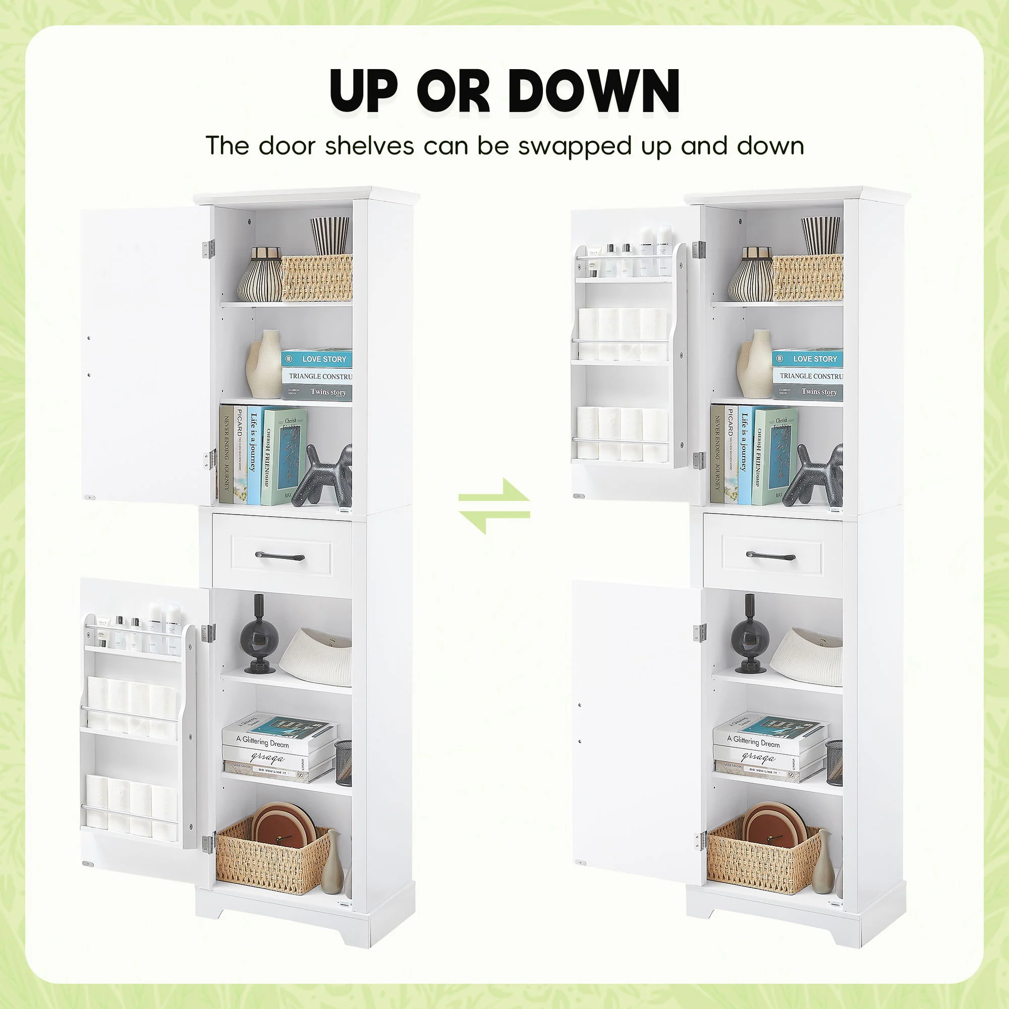 Tall Freestanding Bathroom Storage Cabinet With 2 Doors And Adjustable Shelves - Image 5