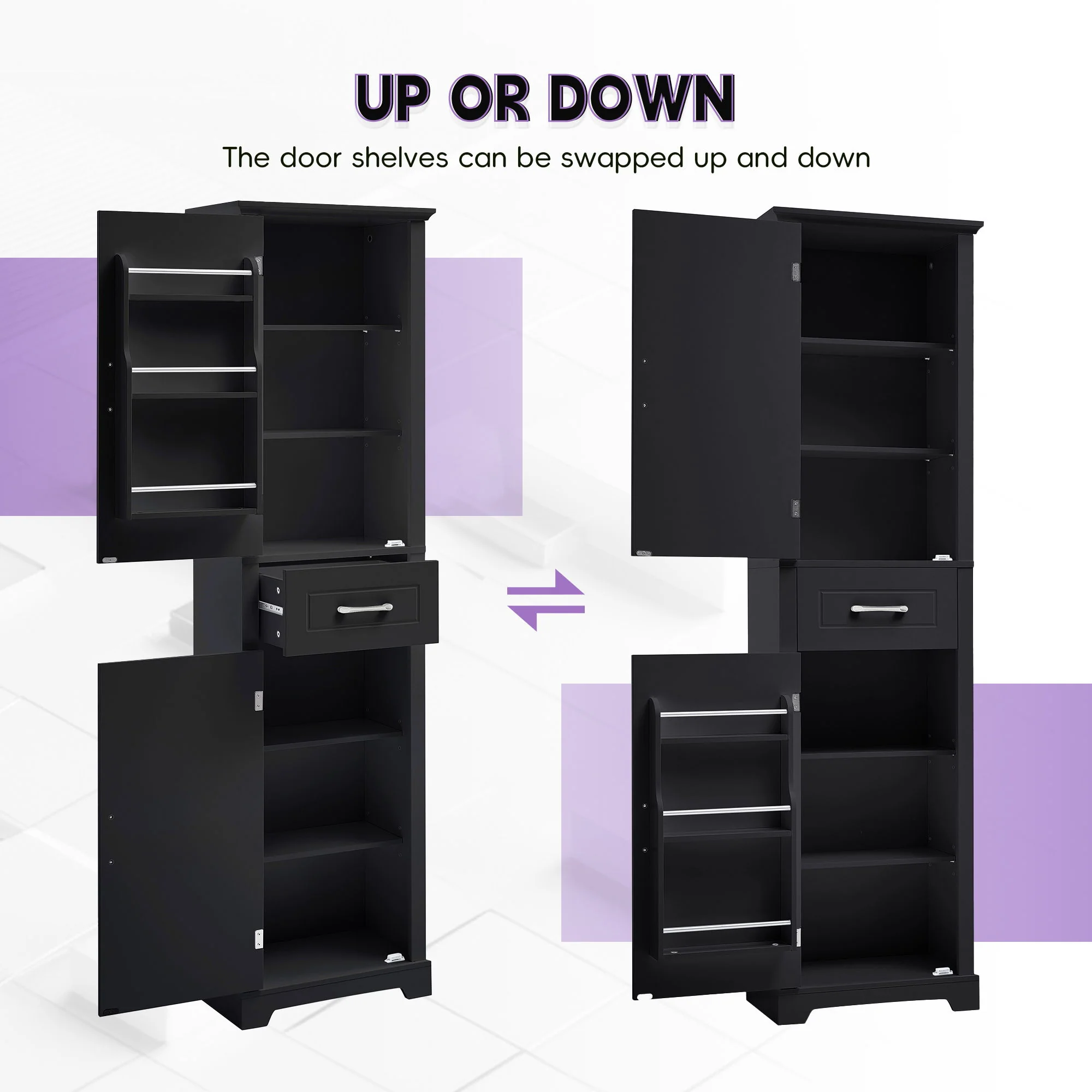 Tall Freestanding Bathroom Storage Cabinet With 2 Doors And Adjustable Shelves - Image 7