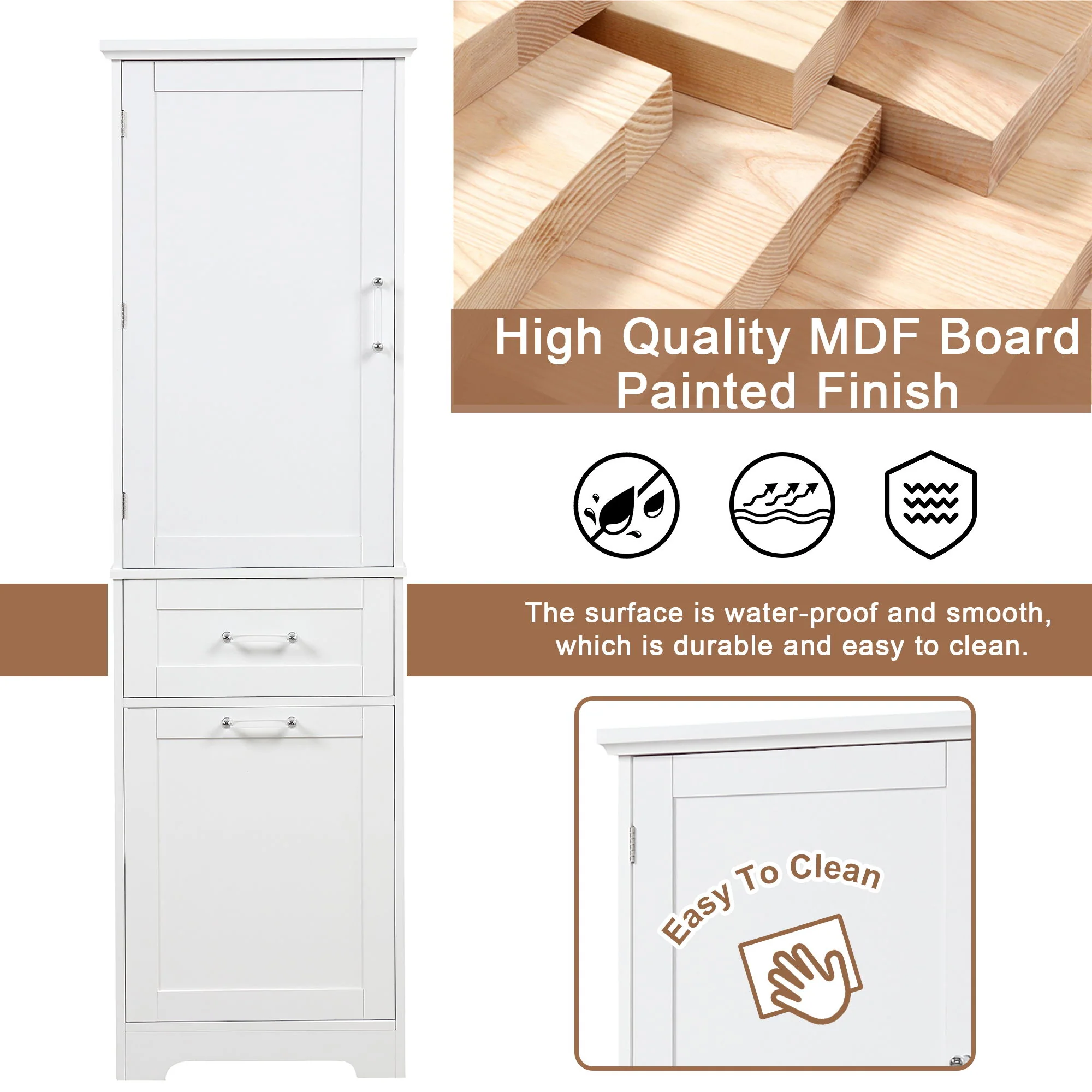 Tall Freestanding Bathroom Storage Cabinet With Adjustable Shelf And 2 Drawers - Image 11