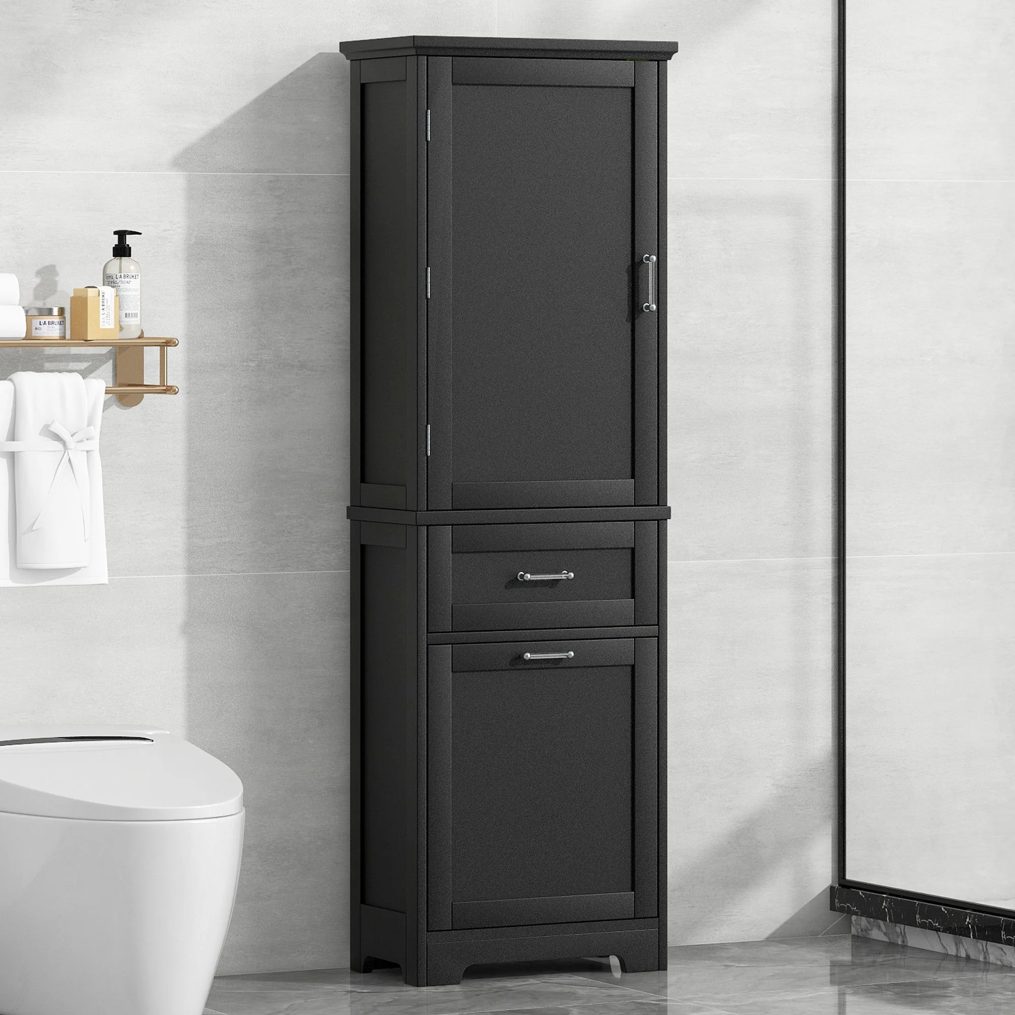 Tall Freestanding Bathroom Storage Cabinet With Adjustable Shelf And 2 Drawers - Image 12