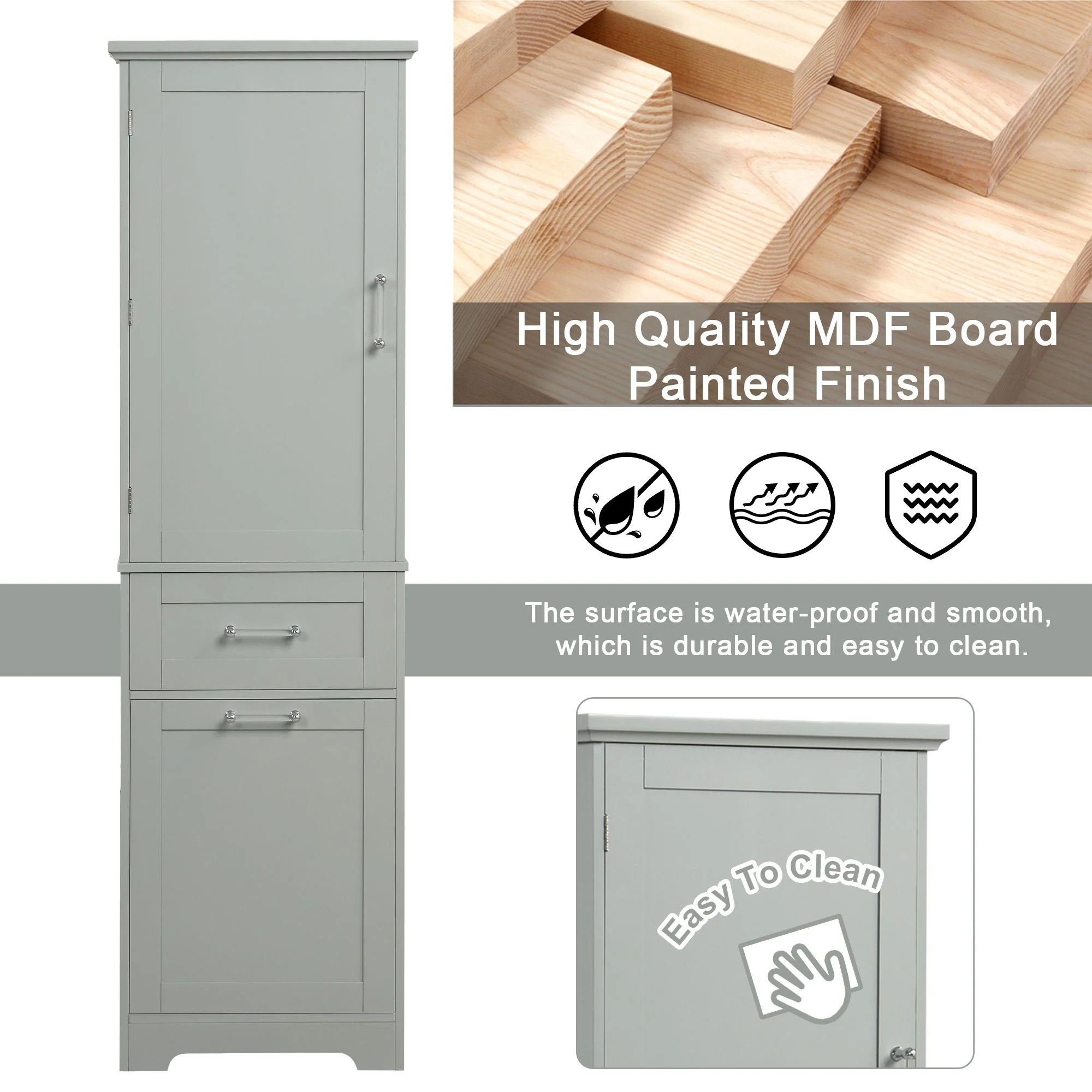 Tall Freestanding Bathroom Storage Cabinet With Adjustable Shelf And 2 Drawers - Image 17
