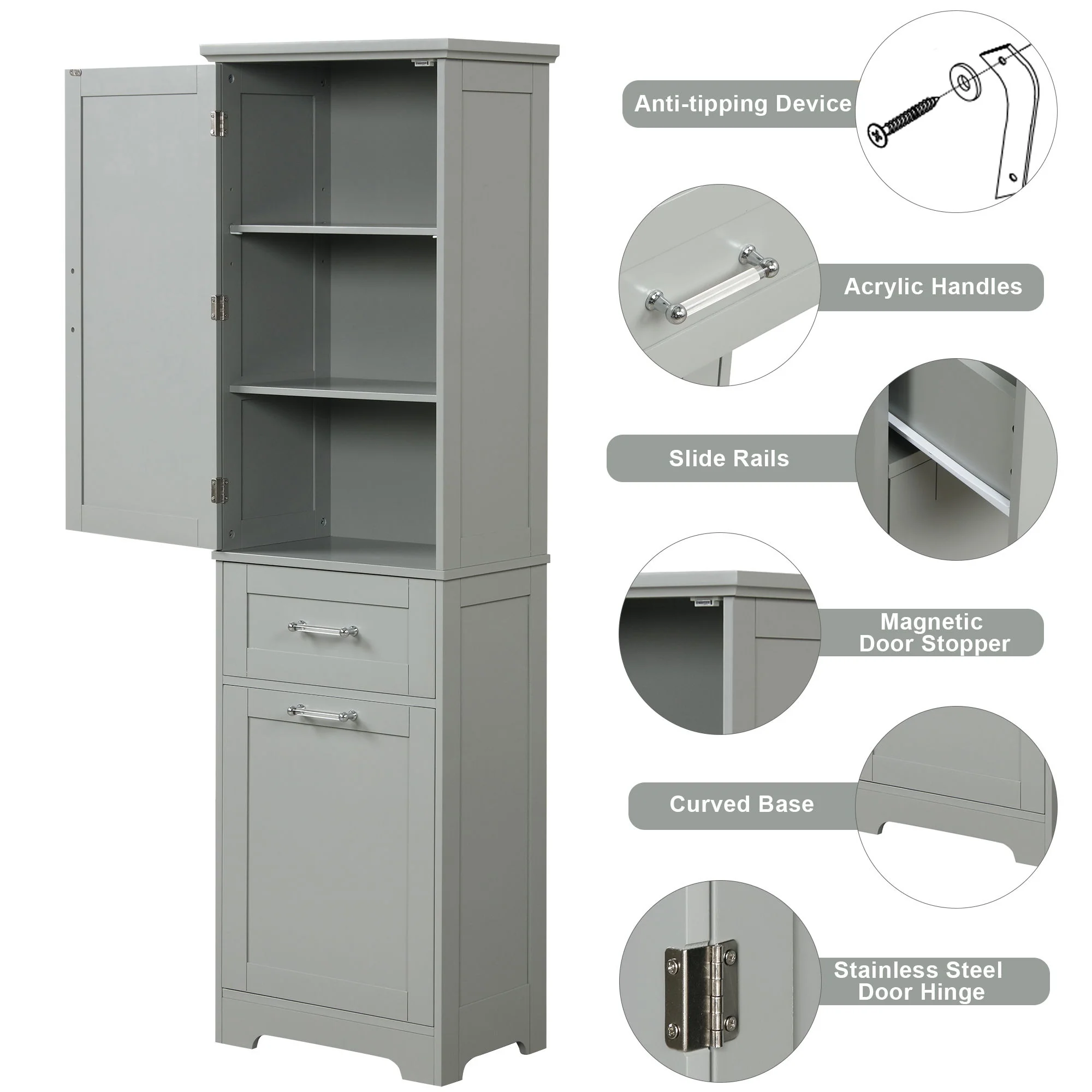 Tall Freestanding Bathroom Storage Cabinet With Adjustable Shelf And 2 Drawers - Image 19