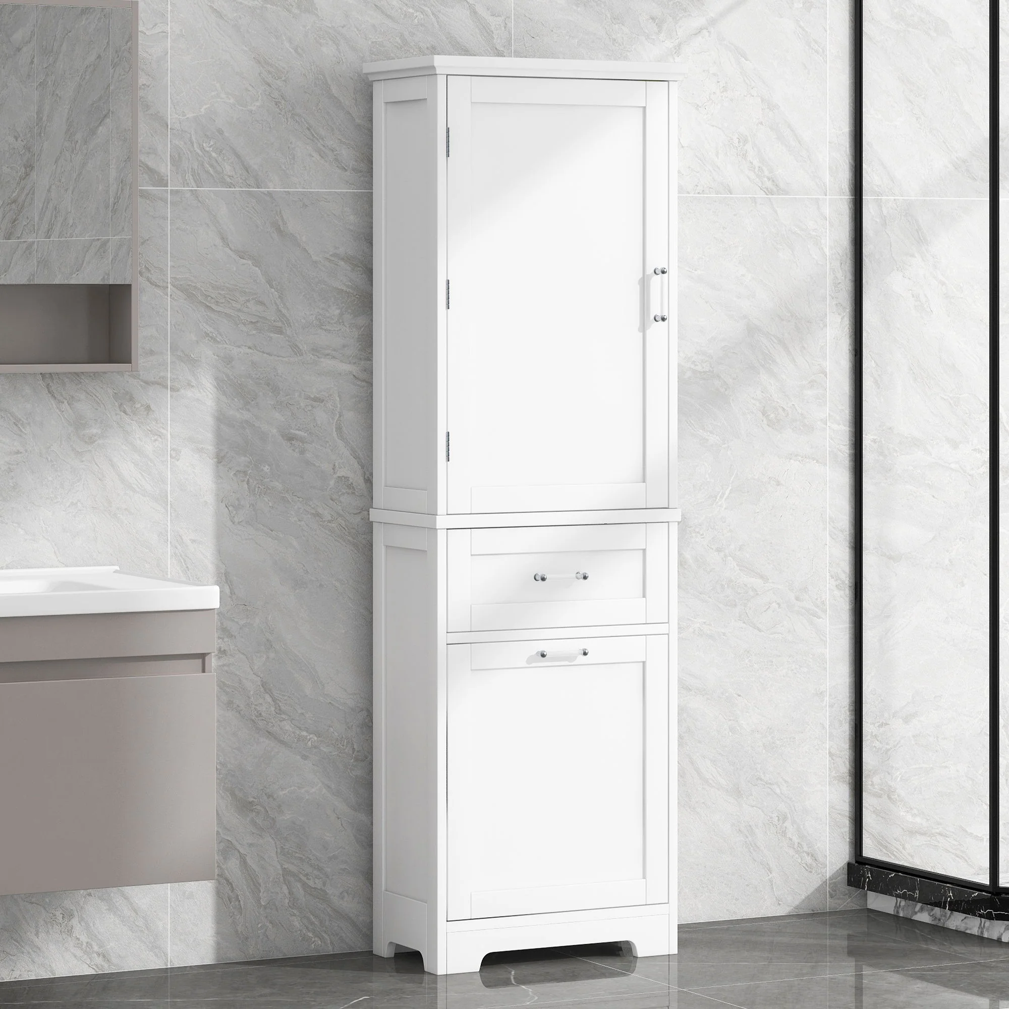 Tall Freestanding Bathroom Storage Cabinet With Adjustable Shelf And 2 Drawers - Image 20