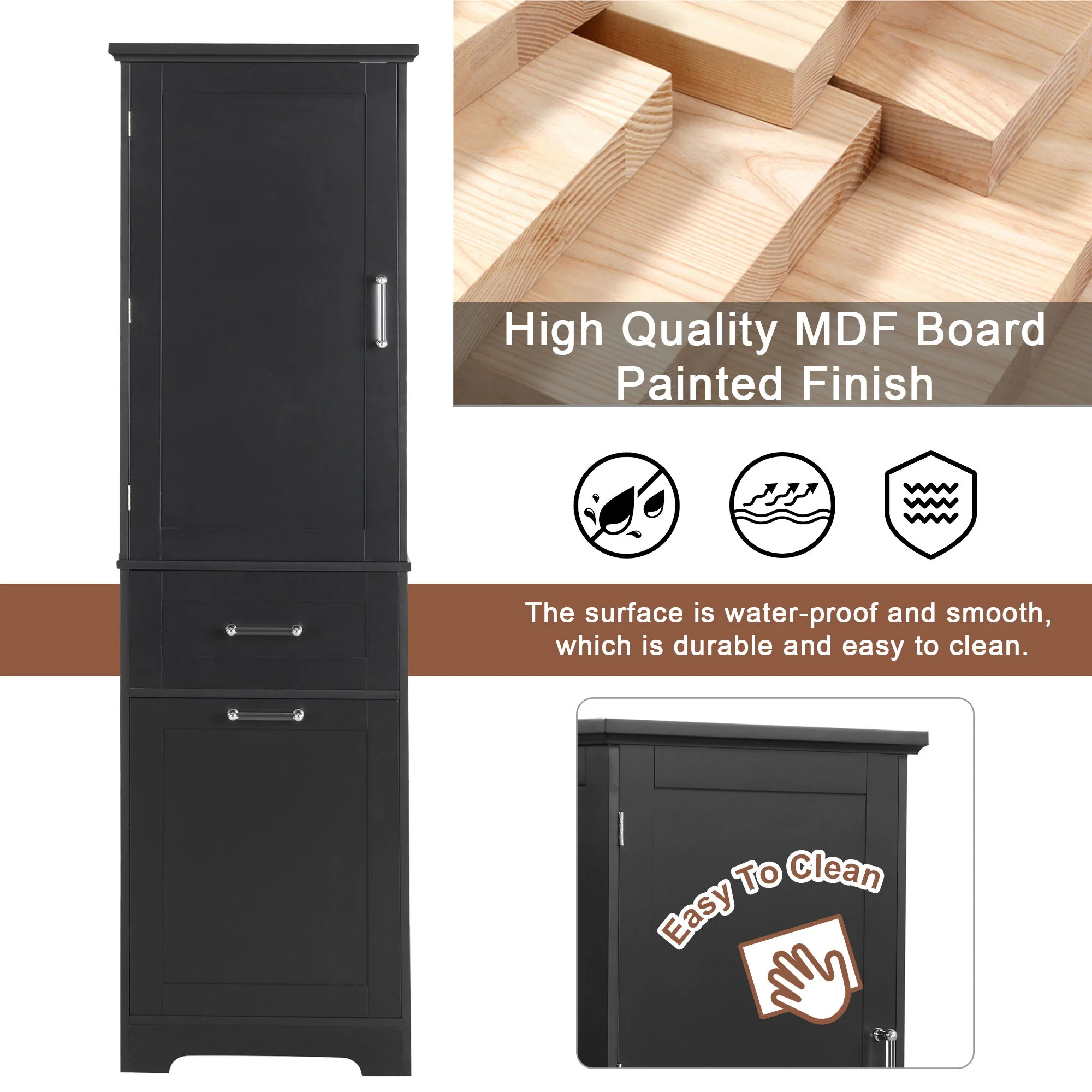 Tall Freestanding Bathroom Storage Cabinet With Adjustable Shelf And 2 Drawers - Image 21