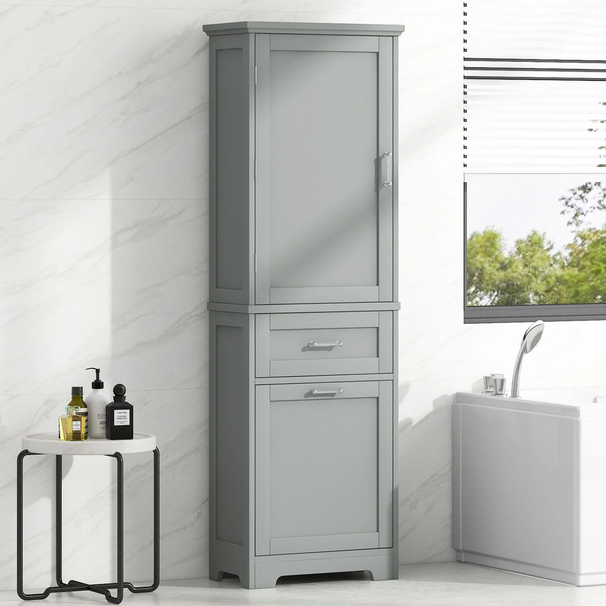 Tall Freestanding Bathroom Storage Cabinet With Adjustable Shelf And 2 Drawers - Image 24