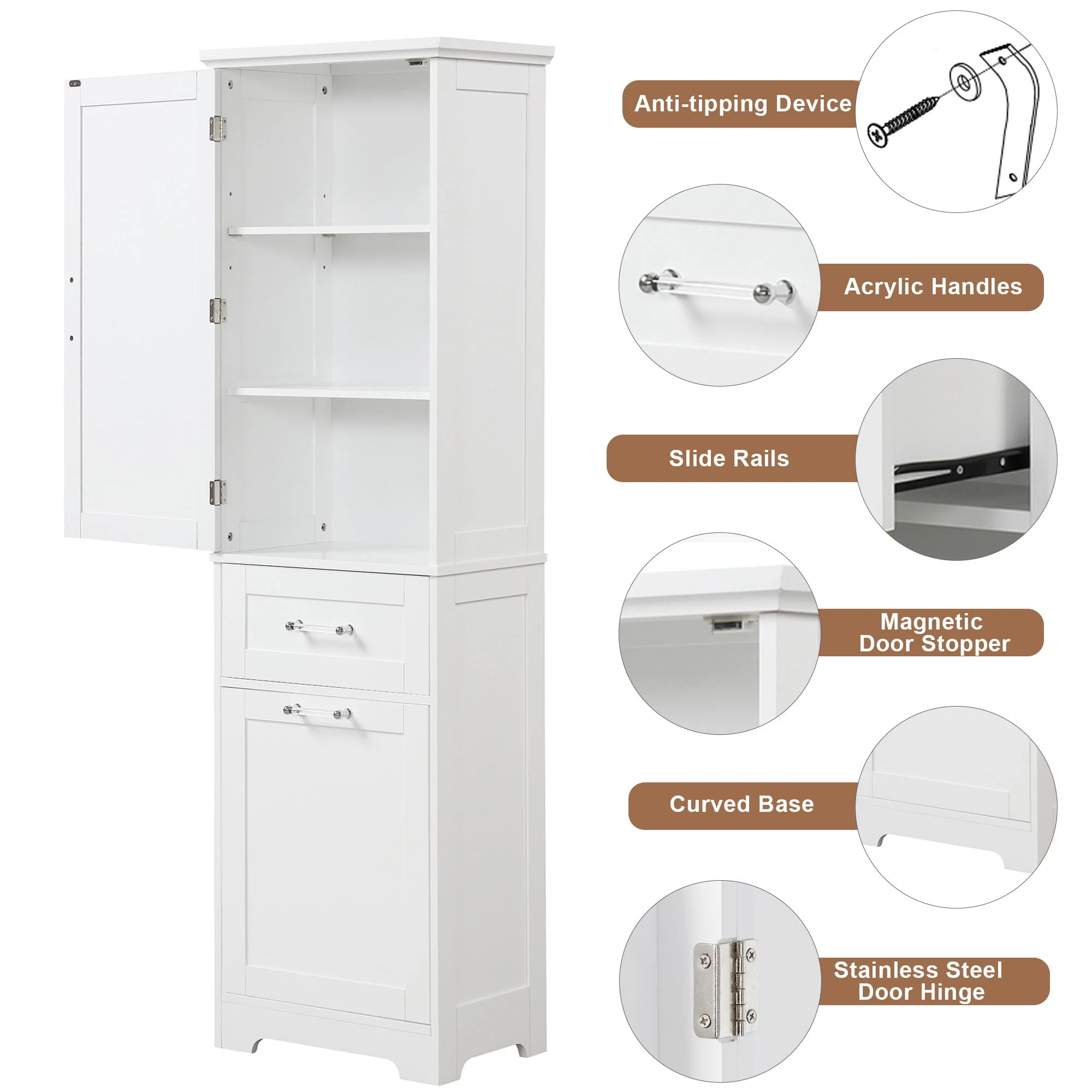 Tall Freestanding Bathroom Storage Cabinet With Adjustable Shelf And 2 Drawers - Image 7