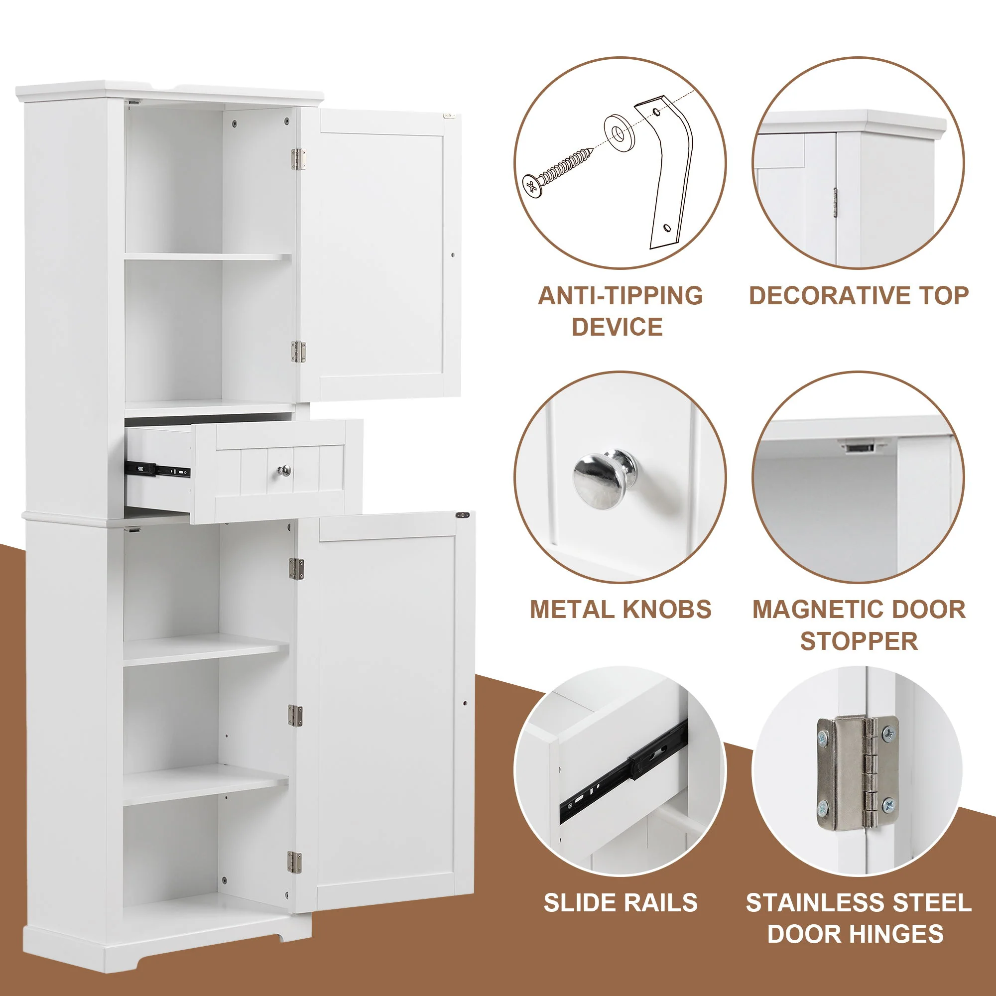 Tall Freestanding Bathroom Storage Cabinet With Drawer And Adjustable Shelf - Image 10