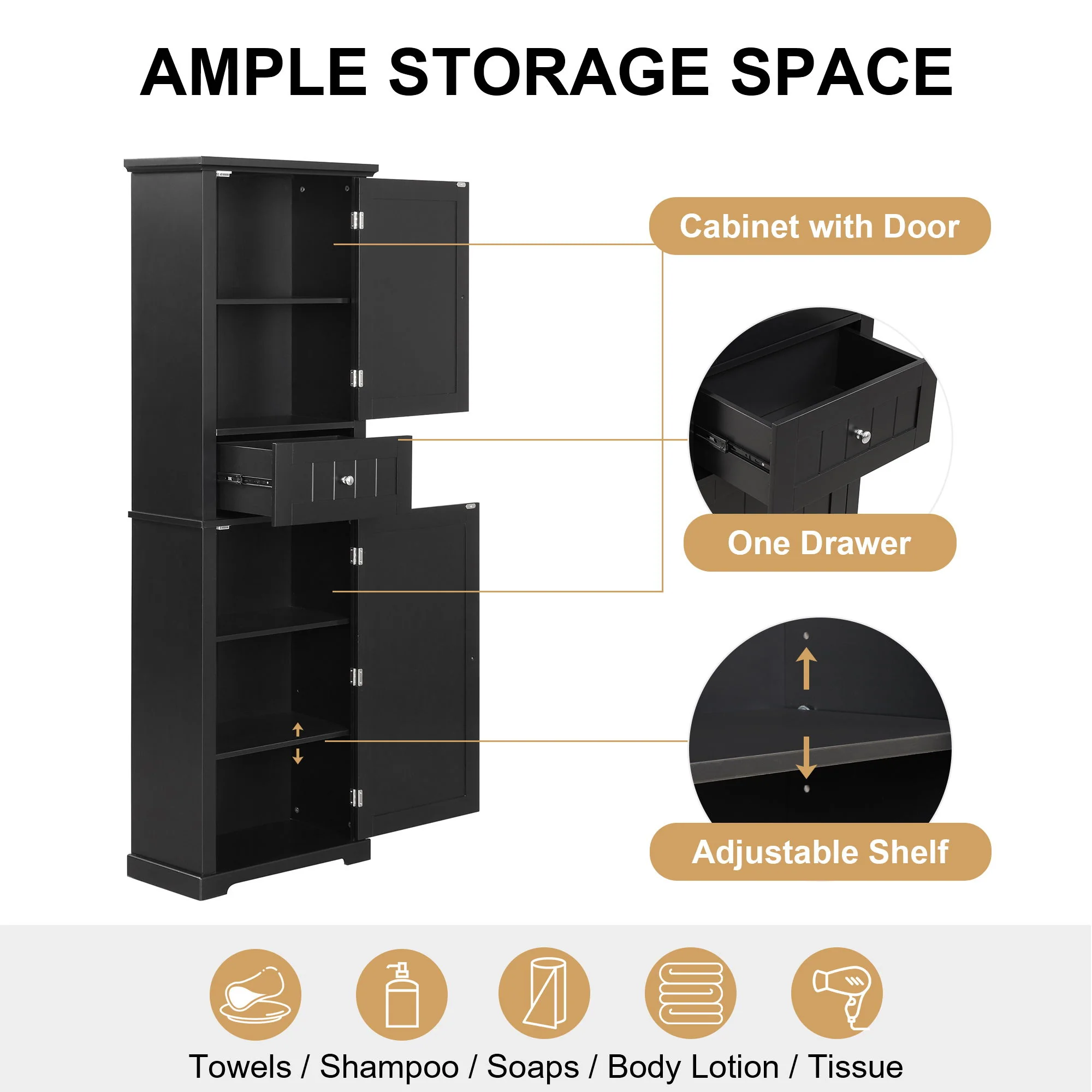 Tall Freestanding Bathroom Storage Cabinet With Drawer And Adjustable Shelf - Image 12