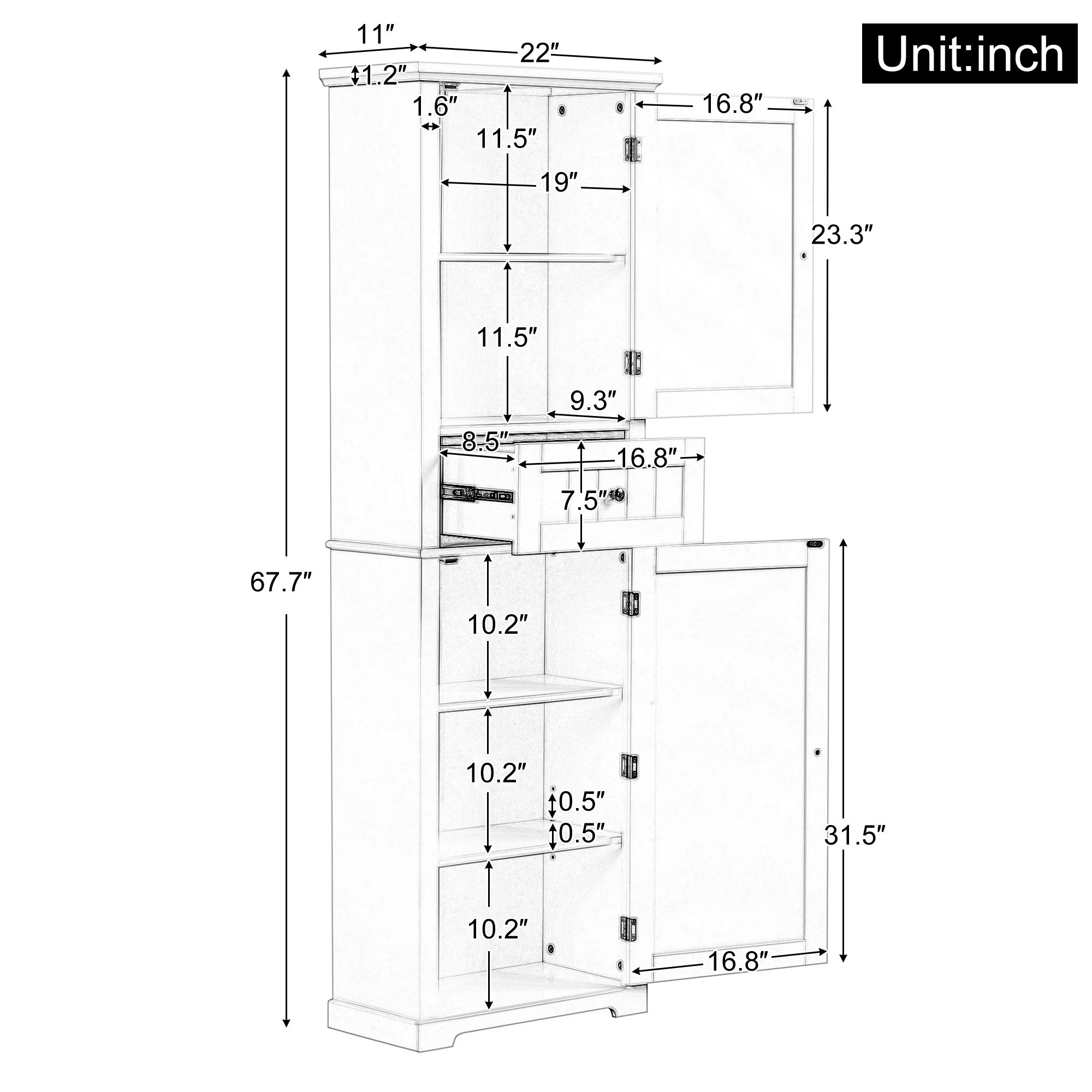 Tall Freestanding Bathroom Storage Cabinet With Drawer And Adjustable Shelf - Image 5