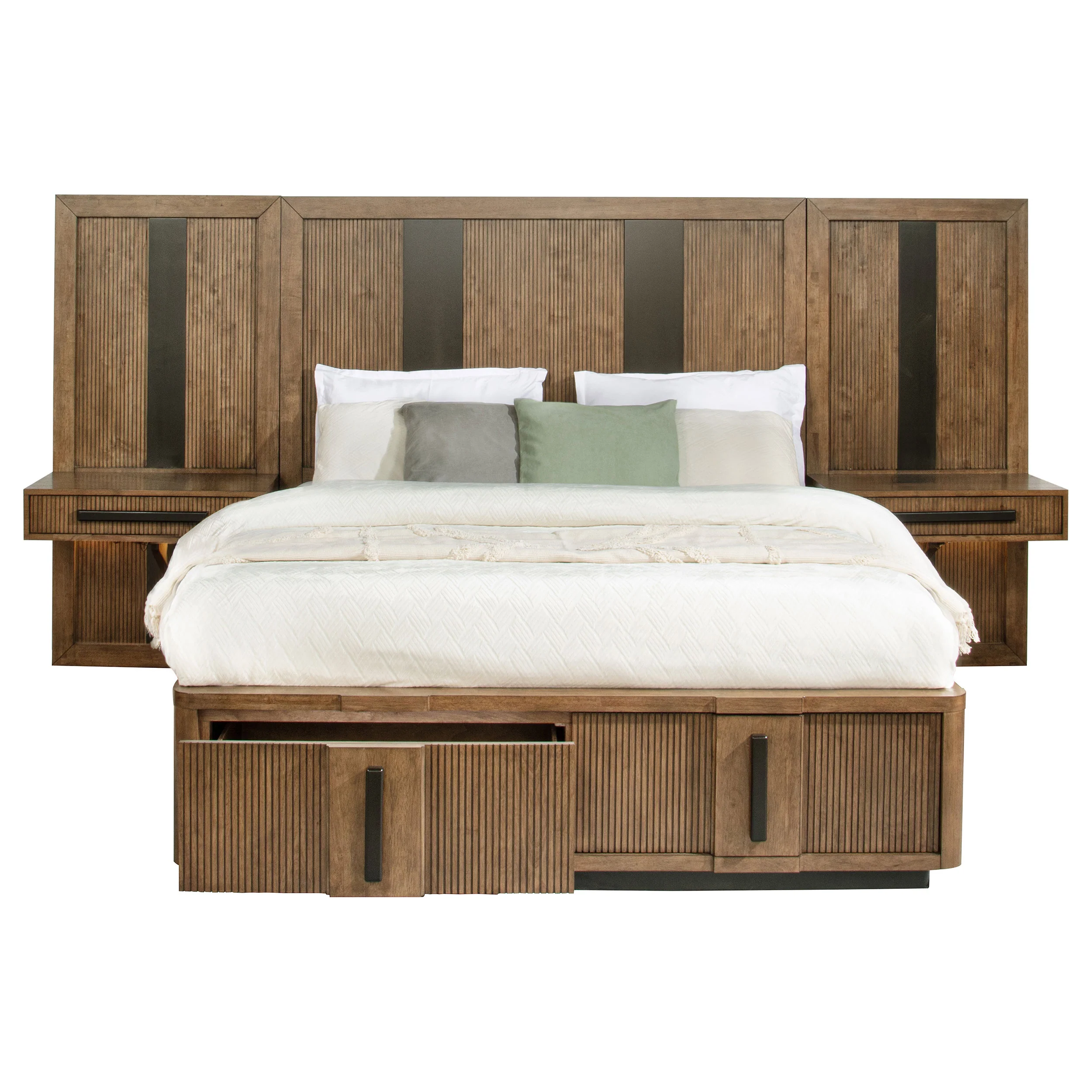 Terrace Eastern King Wall Panel Storage Bed Ash Brown - Image 2