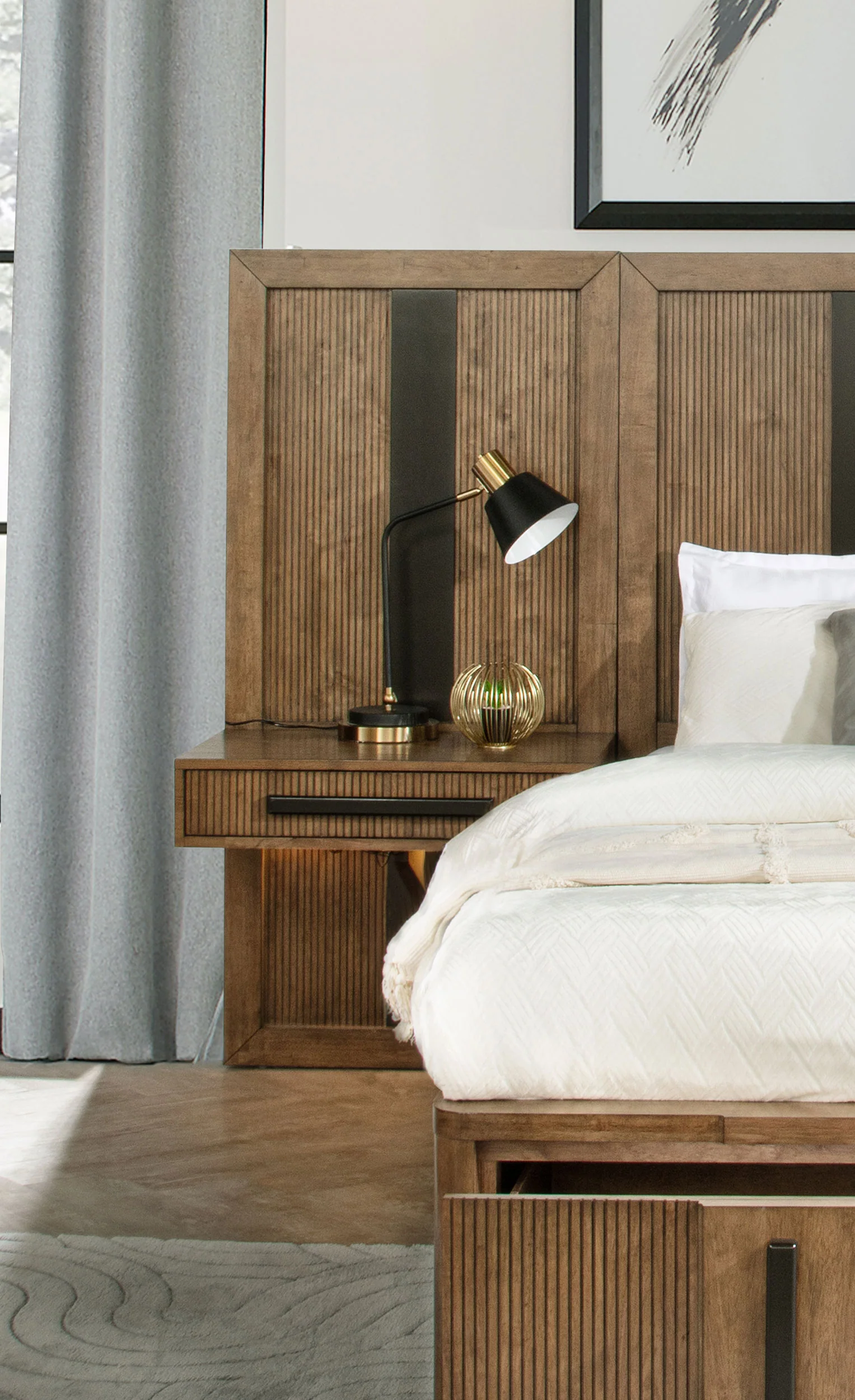 Terrace Eastern King Wall Panel Storage Bed Ash Brown - Image 5