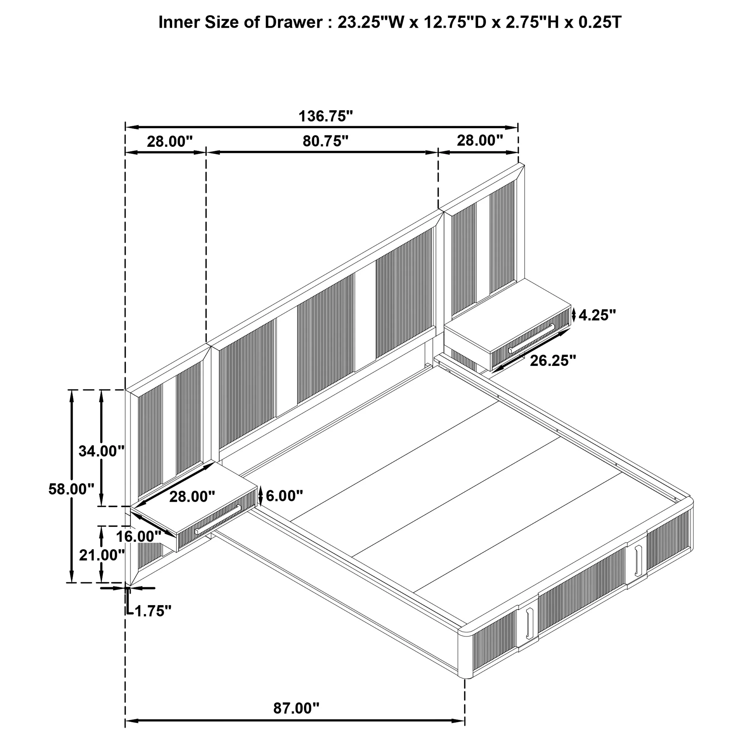Terrace Eastern King Wall Panel Storage Bed Ash Brown - Image 6