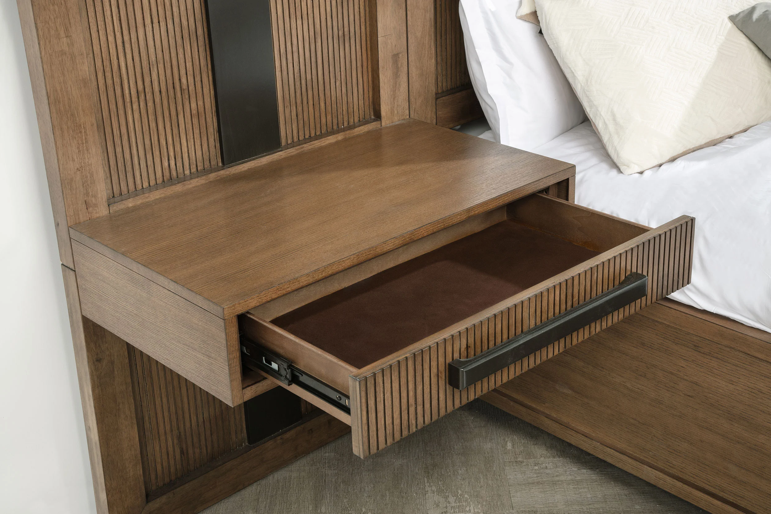 Terrace Eastern King Wall Panel Storage Bed Ash Brown - Image 7