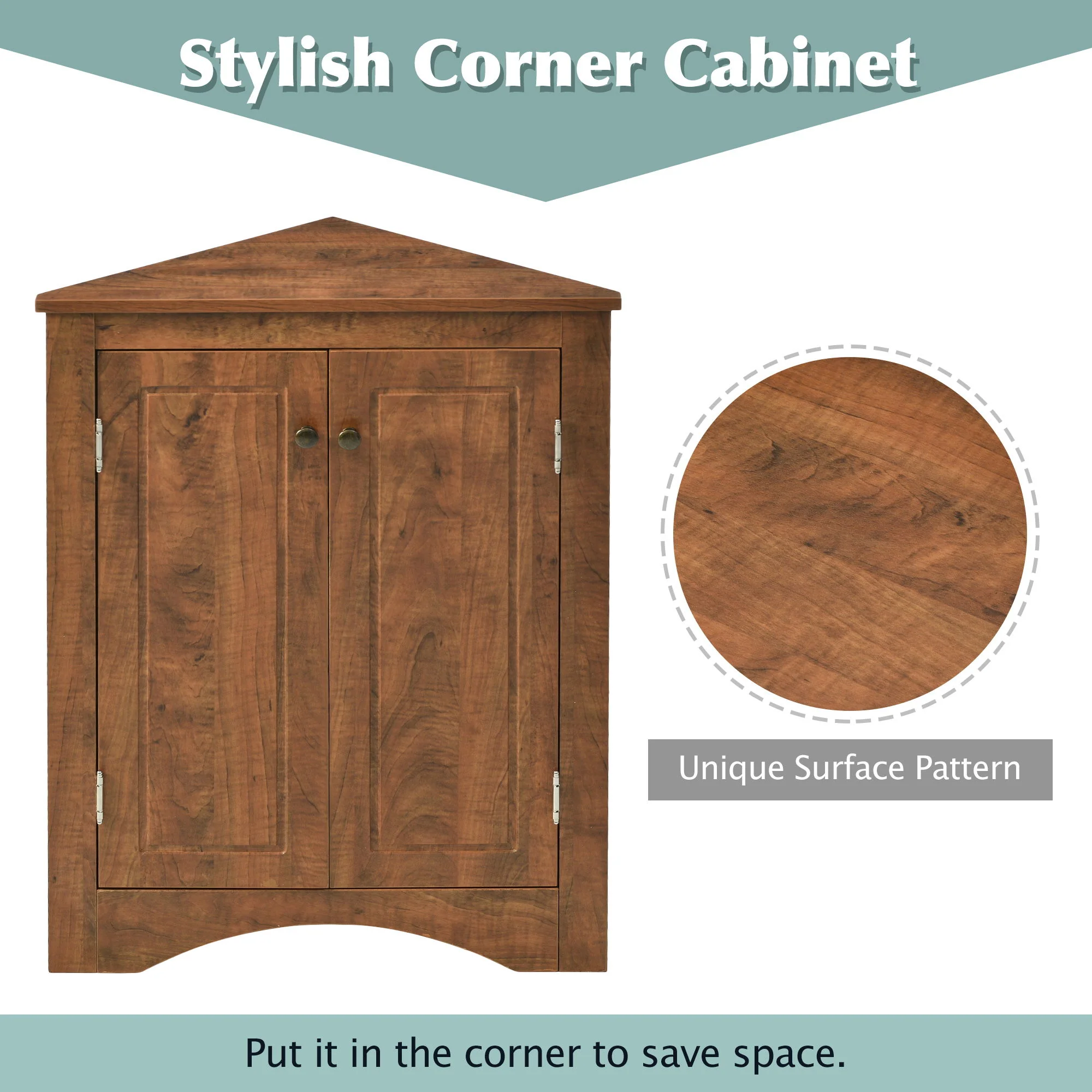 Triangle Bathroom Storage Cabinet With Adjustable Shelves, Freestanding Floor Cabinet For Home Kitchen - Image 28