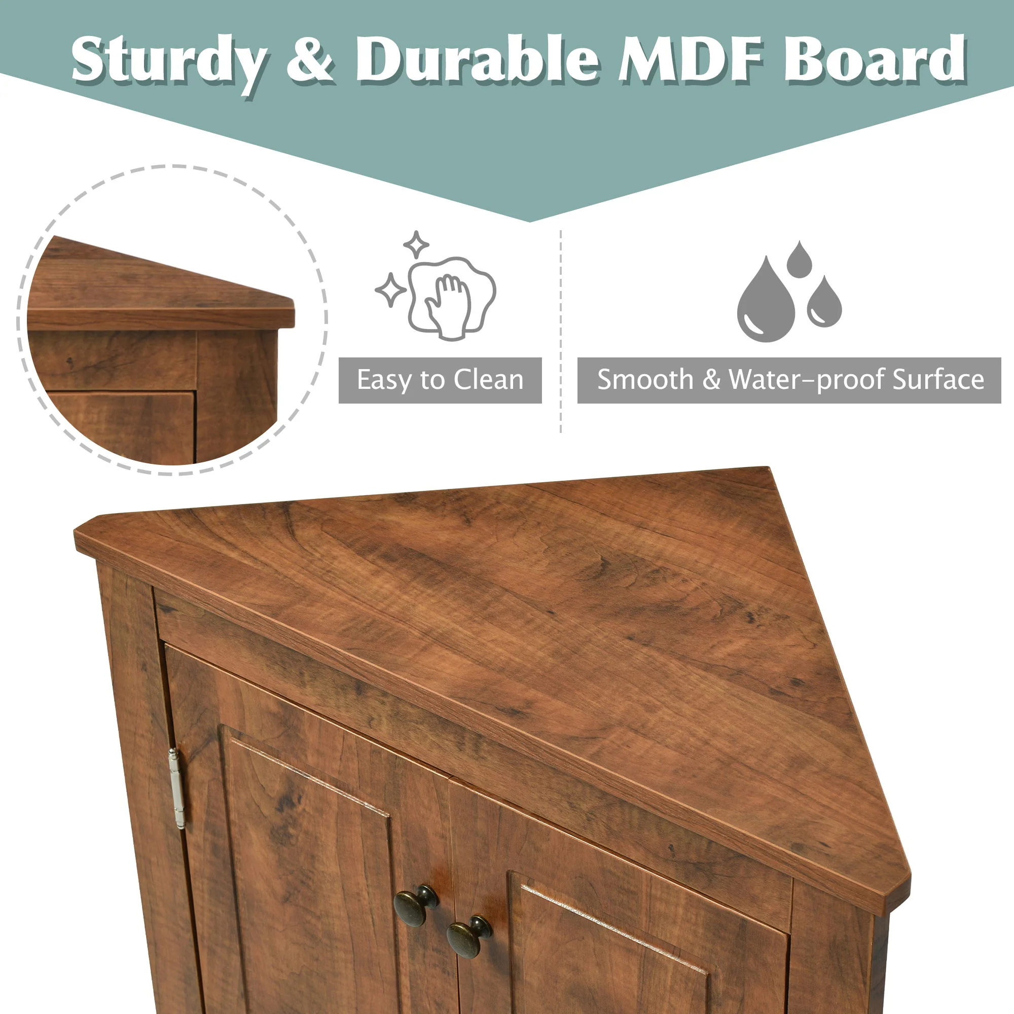 Triangle Bathroom Storage Cabinet With Adjustable Shelves, Freestanding Floor Cabinet For Home Kitchen - Image 33