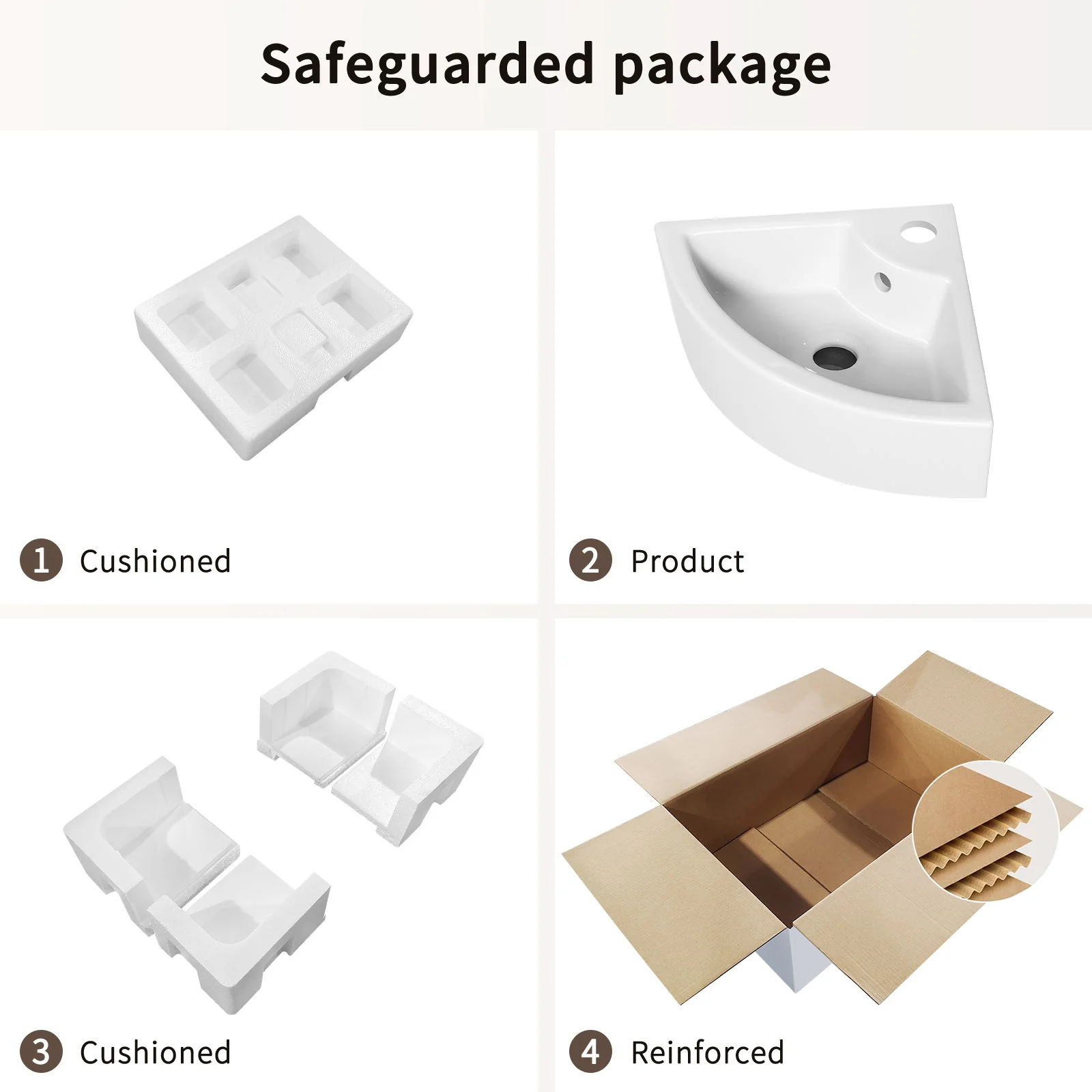 Triangle Corner Sink For Bathroom - Milk White - Image 5